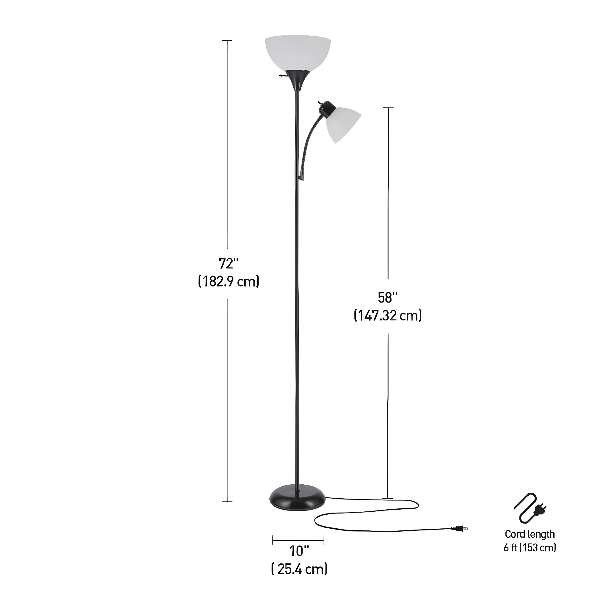 Globe Electric Delilah 72 in. Matte Black Color Torchiere Floor Lamp