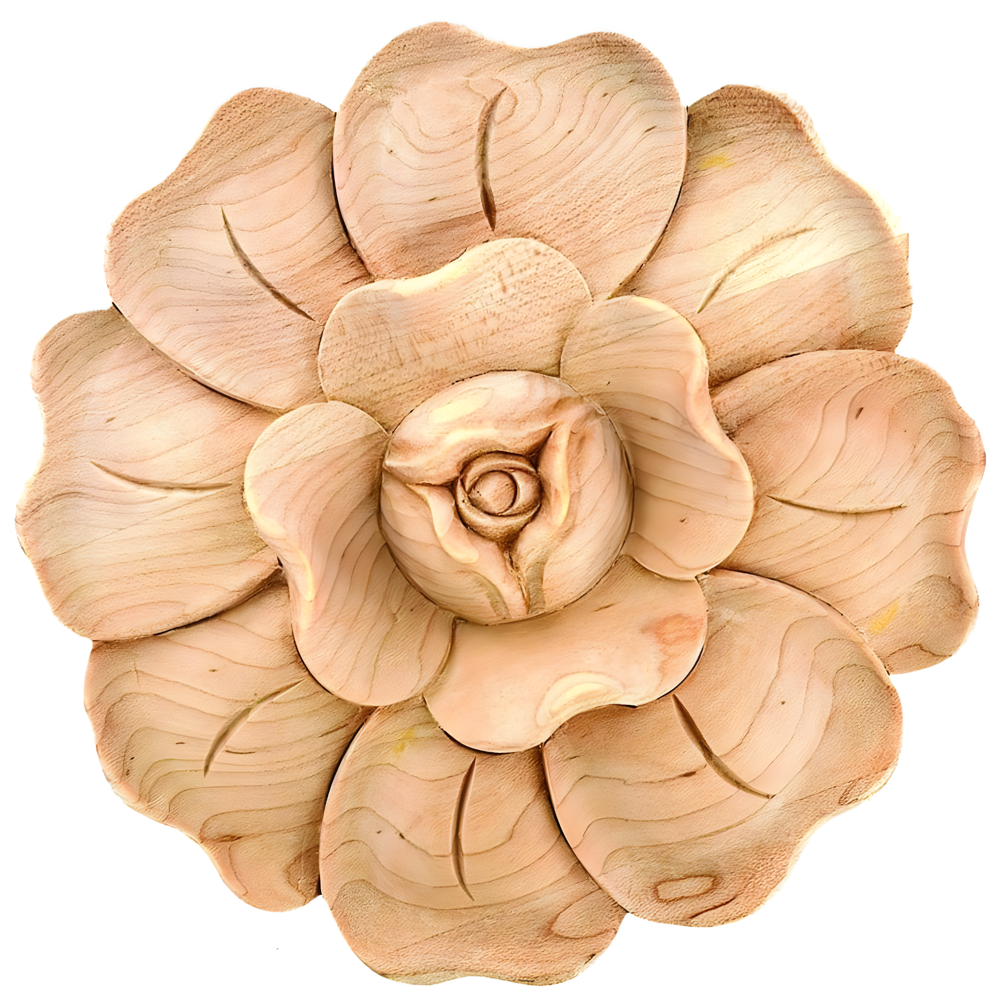 Architectural Products by Outwater L.L.C. 2-7/8 in x 1/2 in Unfinished Small Hand Carved Solid Wood Onlay Rose Wood Applique