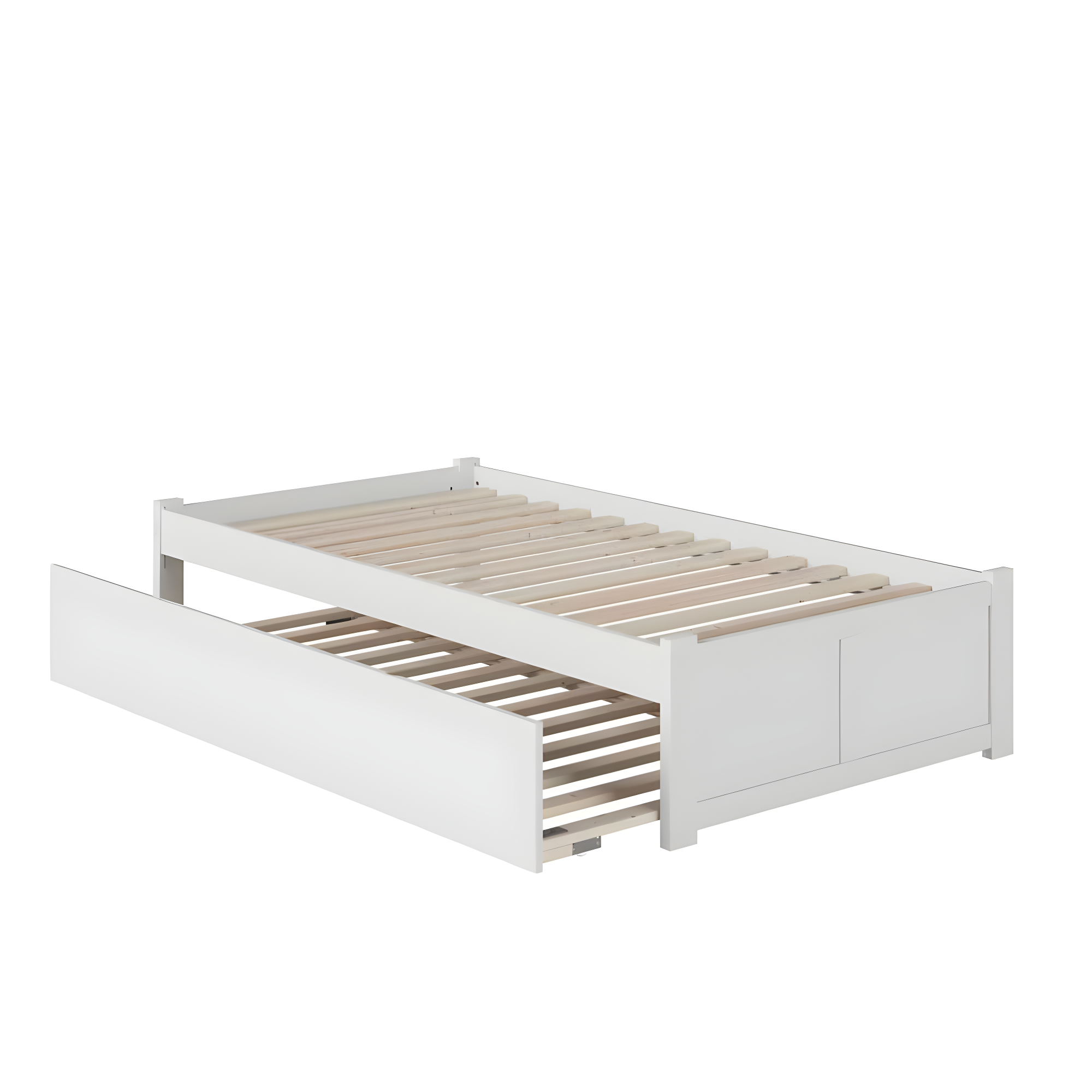 Concord Platform Bed with Flat Panel Foot Board and Twin Size Urban Trundle Bed, Multiple Colors, Multiple Sizes