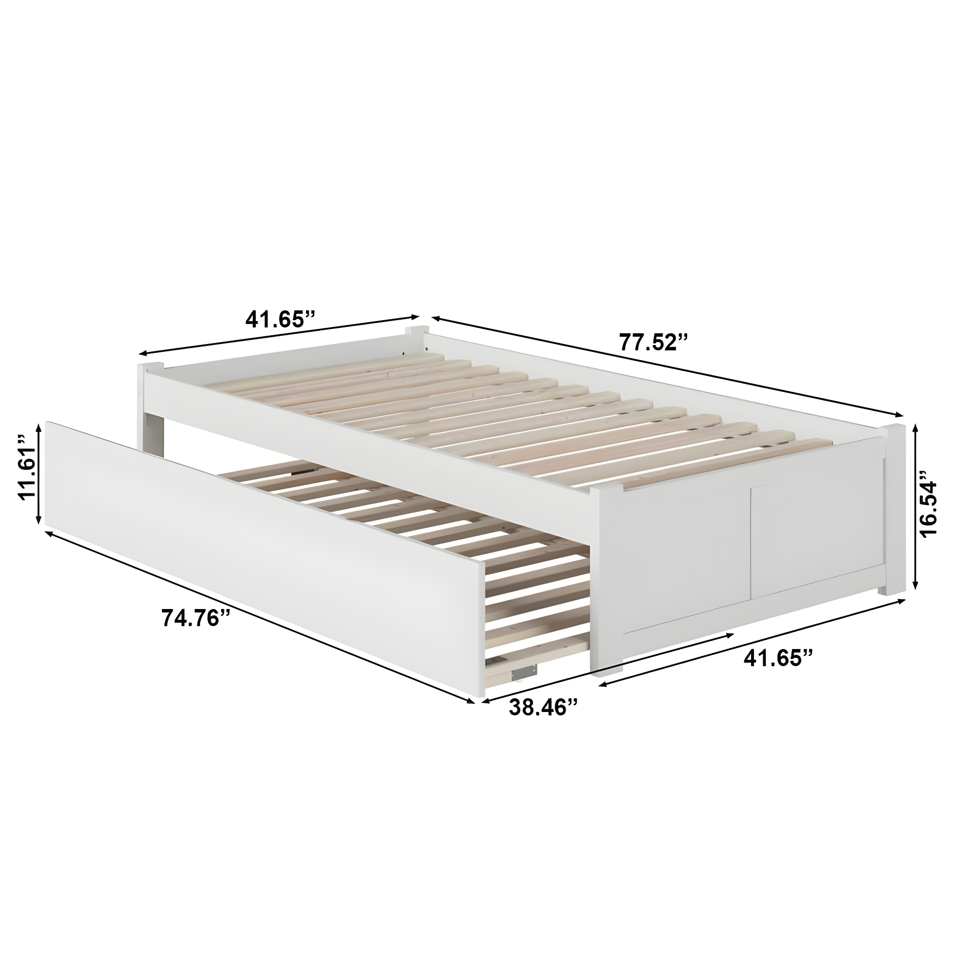 Concord Platform Bed with Flat Panel Foot Board and Twin Size Urban Trundle Bed, Multiple Colors, Multiple Sizes
