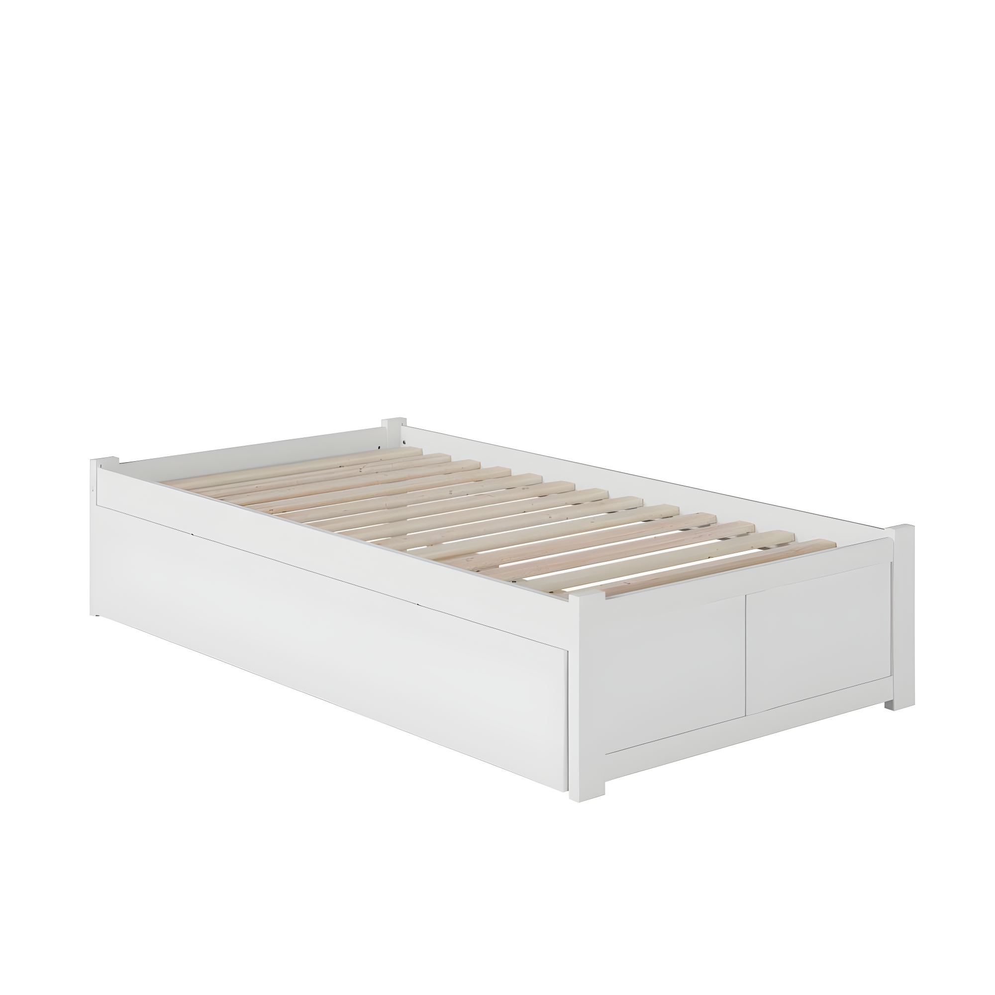 Concord Platform Bed with Flat Panel Foot Board and Twin Size Urban Trundle Bed, Multiple Colors, Multiple Sizes