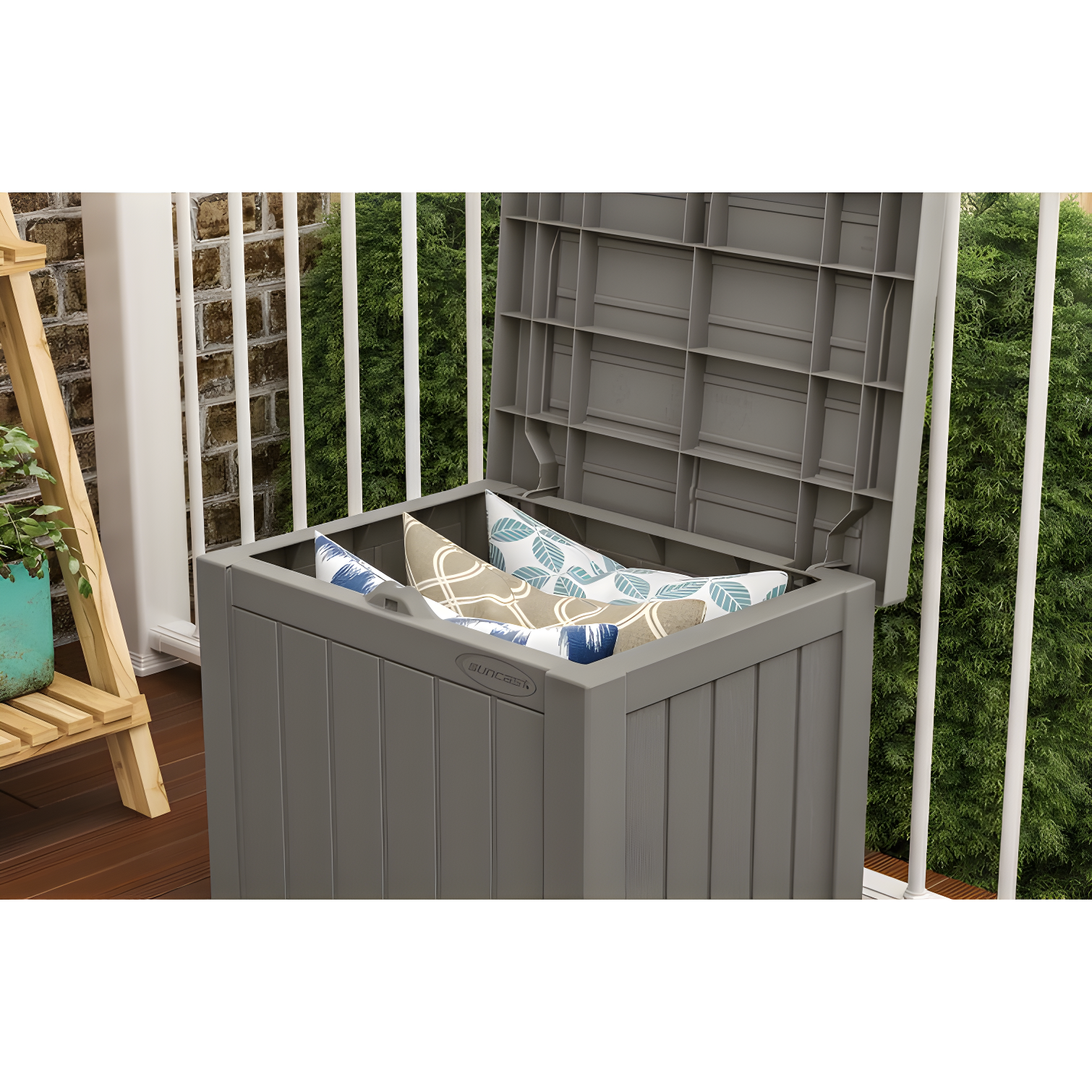 Suncast 22'' W 22 Gallons Water Resistant Resin Deck Box in Gray