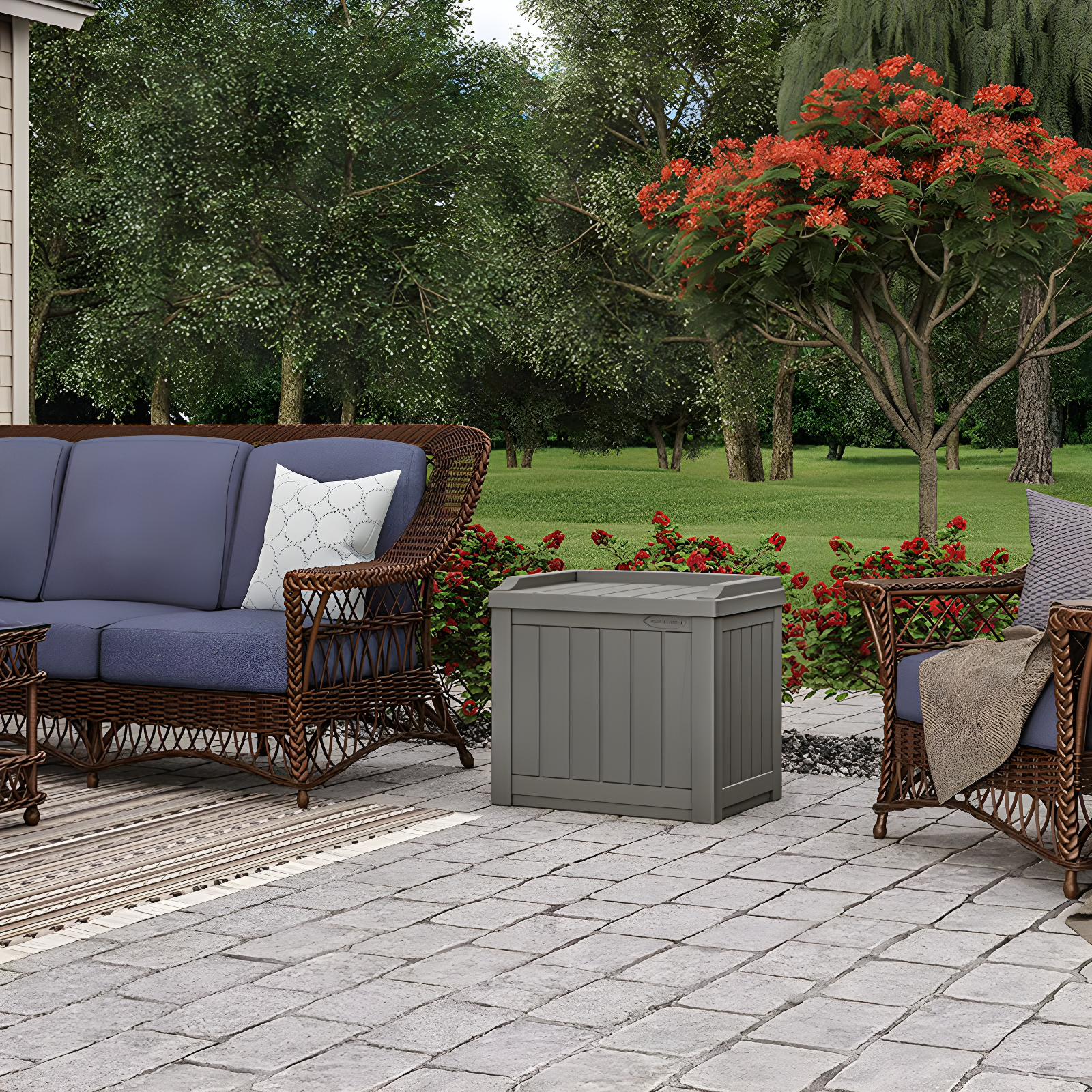 Suncast 22'' W 22 Gallons Water Resistant Resin Deck Box in Gray
