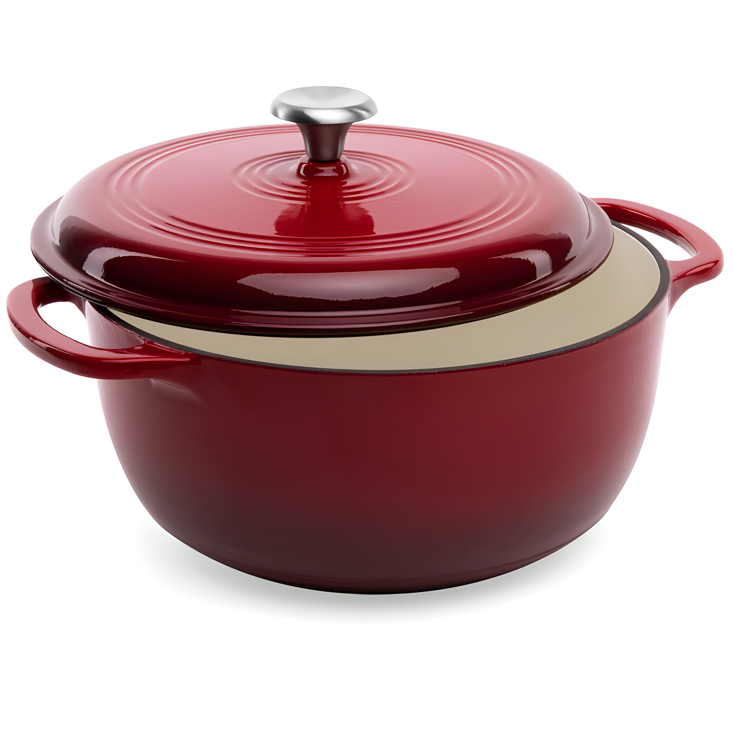 Enamel Cast-Iron Dutch Oven, Heavy-Duty Cookware w/ Dual Handles, Lid
