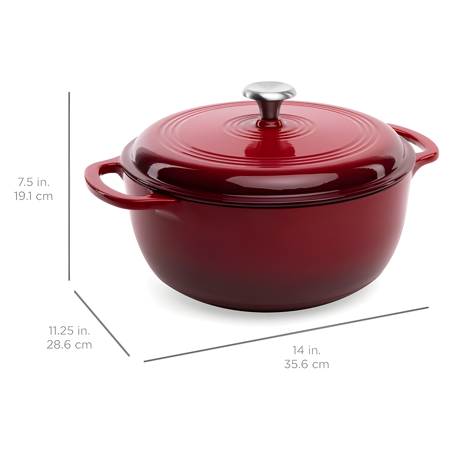 Enamel Cast-Iron Dutch Oven, Heavy-Duty Cookware w/ Dual Handles, Lid