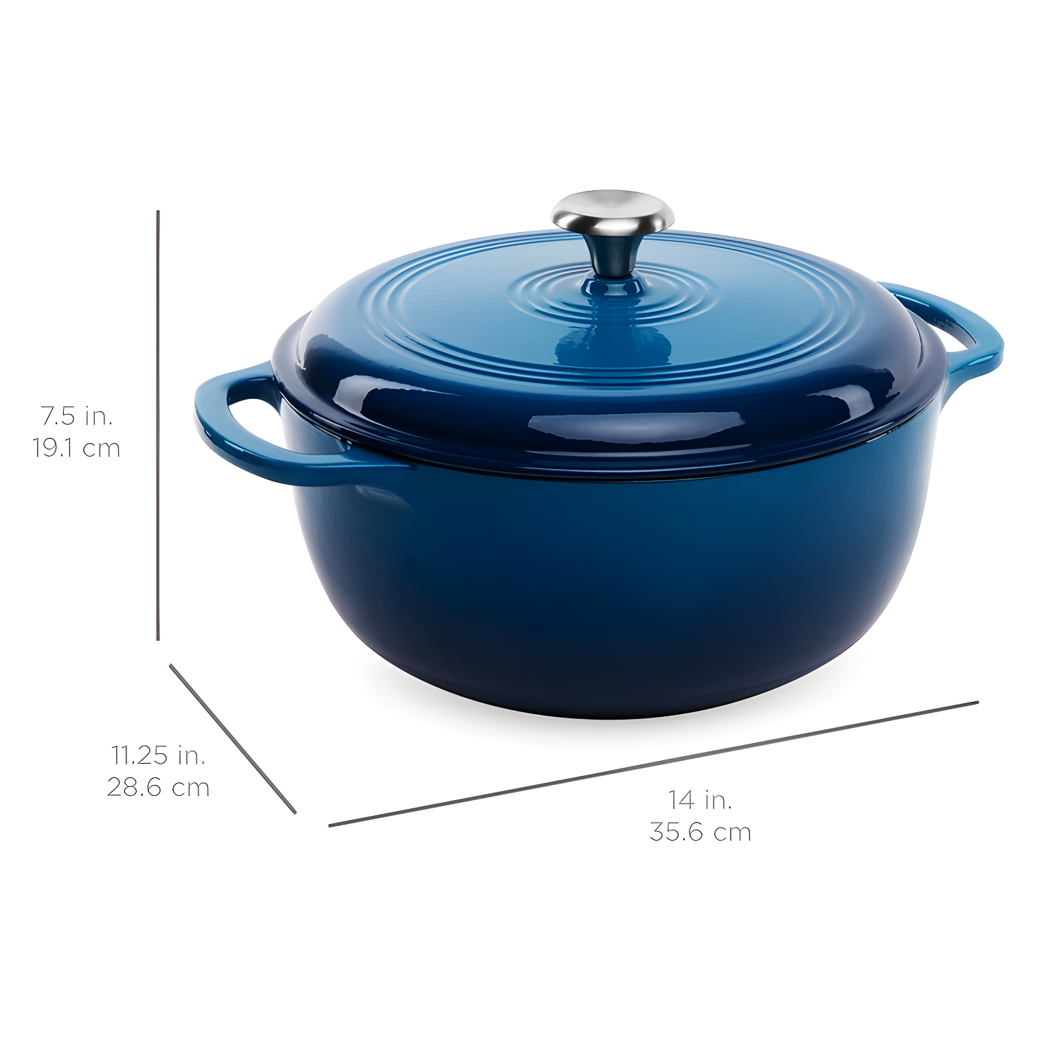 Enamel Cast-Iron Dutch Oven, Heavy-Duty Cookware w/ Dual Handles, Lid