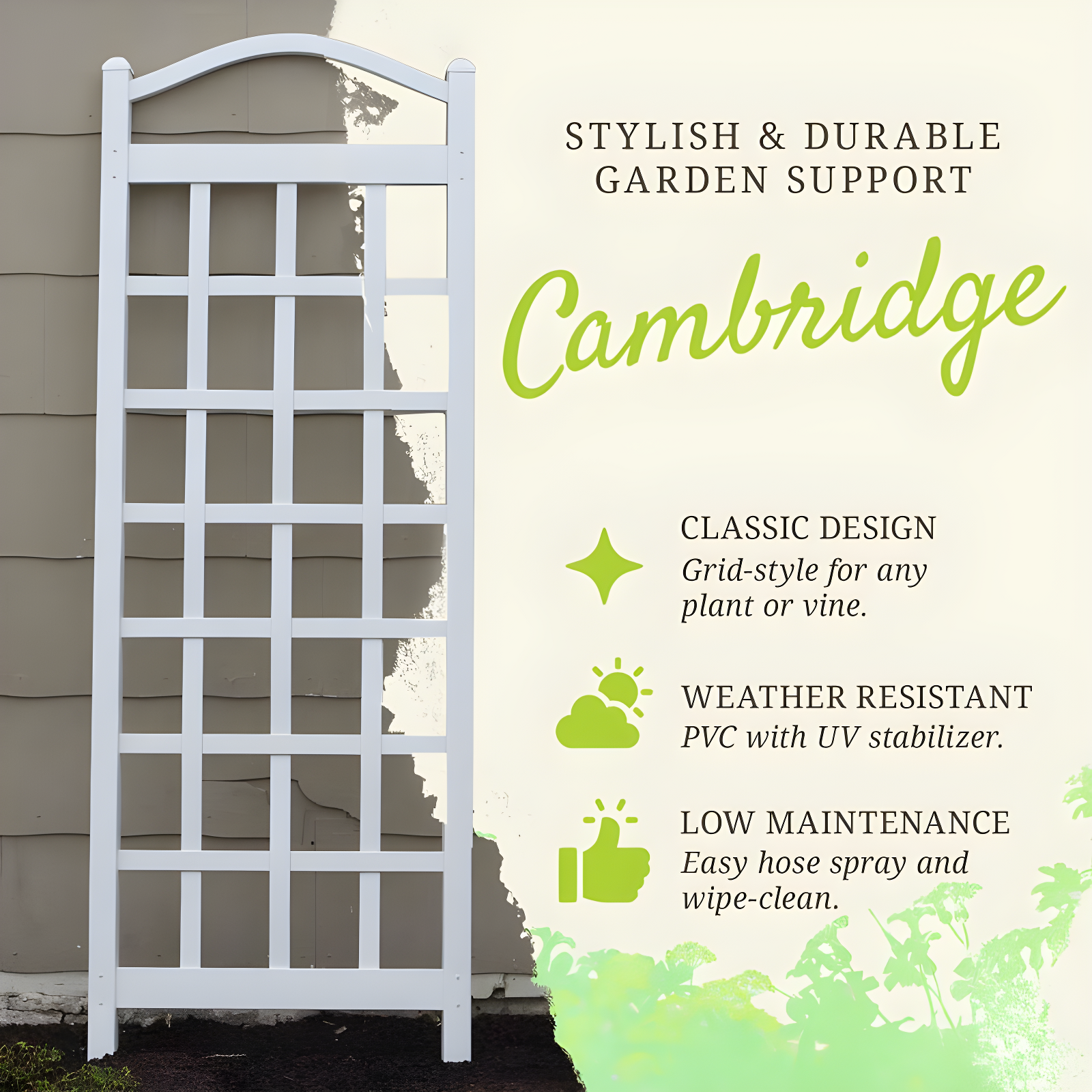 Dura-Trel Inc Dura-Trel Cambridge 28 x 75 Inch PVC Vinyl Outdoor Garden Patio Trellis