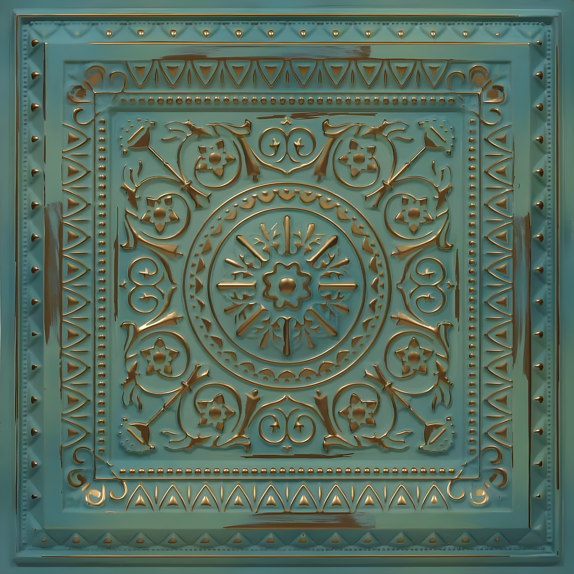 Marseille 24'' W Textured PVC Drop-In Ceiling Tile In Antique Gold