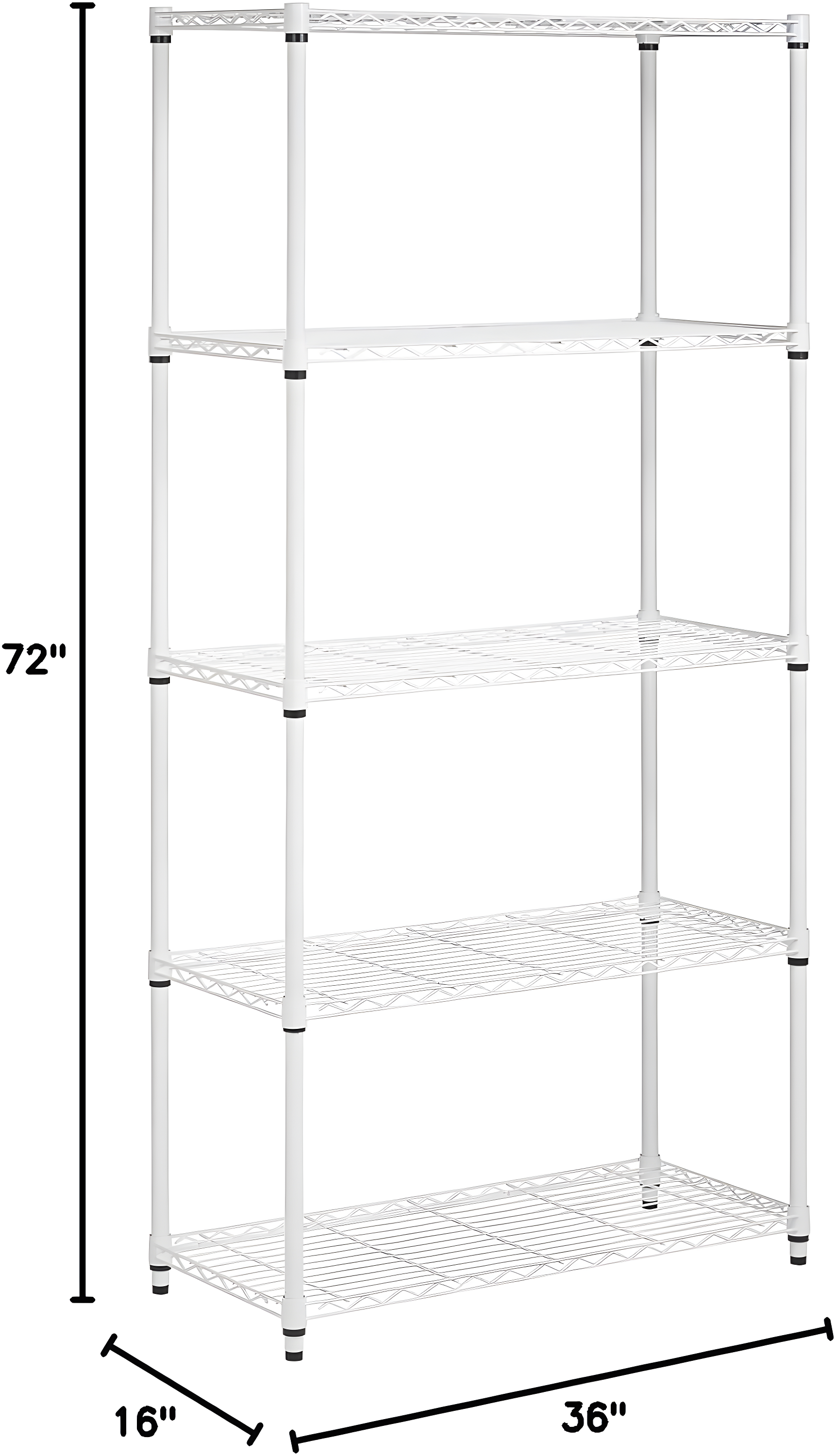 Honey Can Do 5-Tier Metal Height-Adjustable Shelving Unit (36" W X 72" H x 16" D)