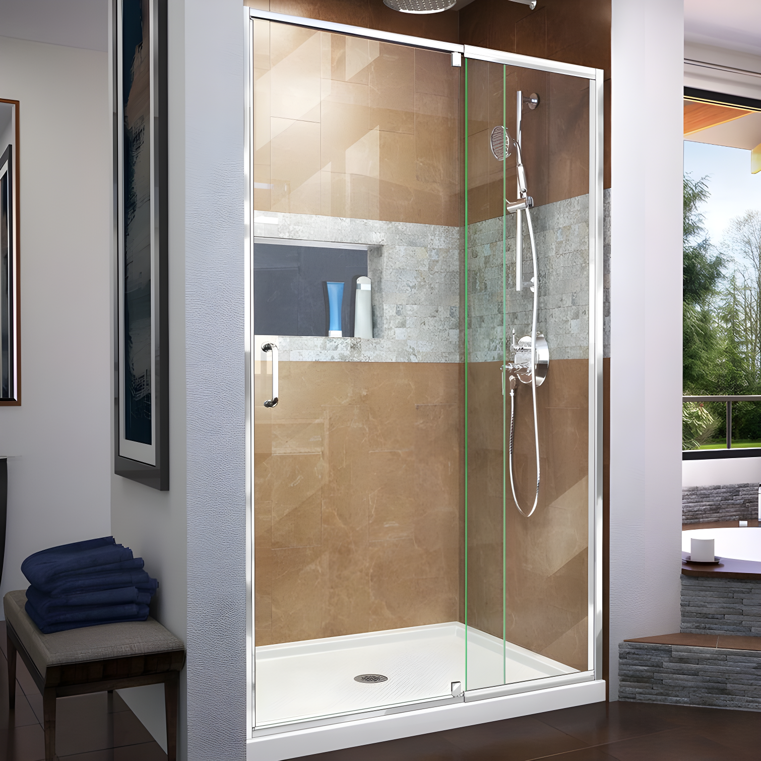 Flex 38" W x 72" H Pivot Semi-Frameless Shower Door