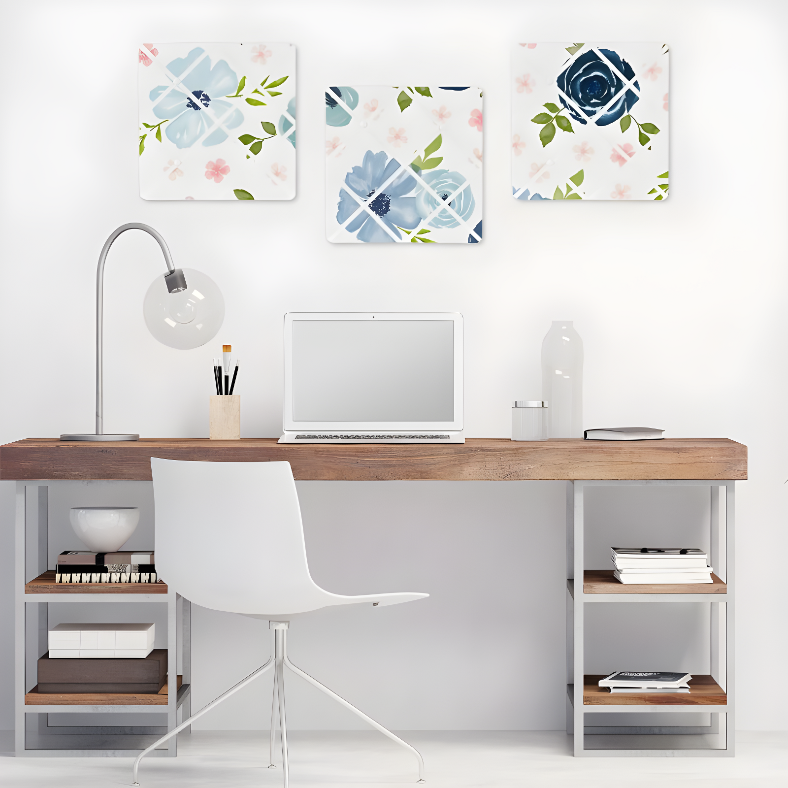Sweet Jojo Designs Watercolor Floral Wall Mounted Photo Memo Board