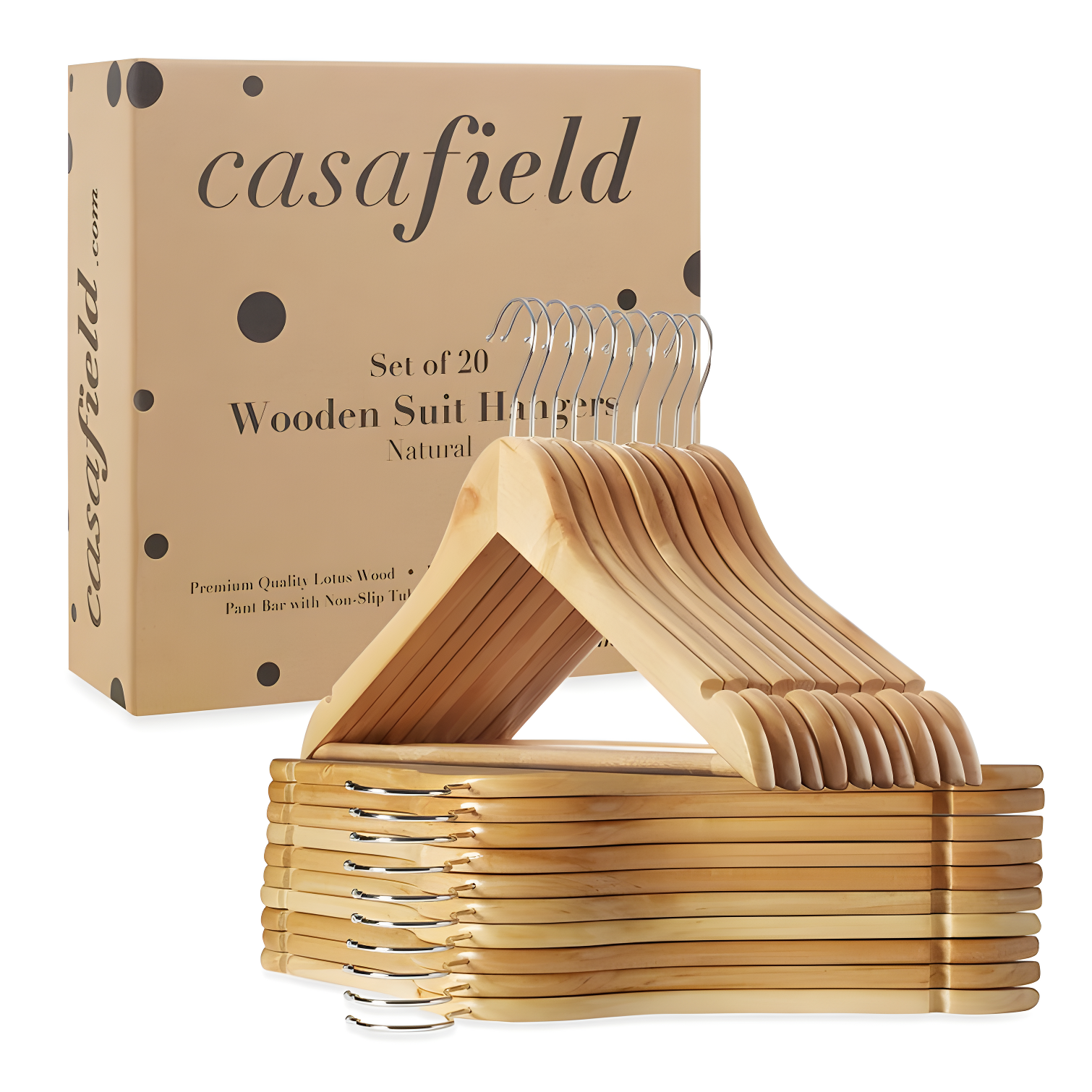 Wood Non-Slip Standard Hanger for Suit/Coat (Set of 20)