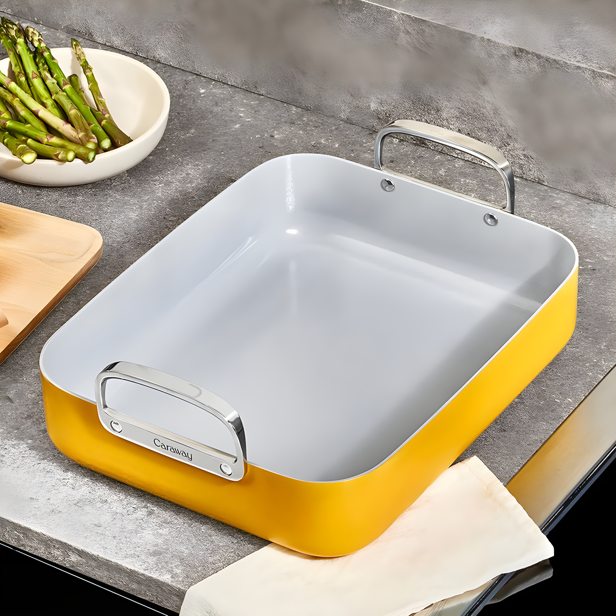 Caraway ® Grey Ceramic Non-Stick Roasting Pan with Rack