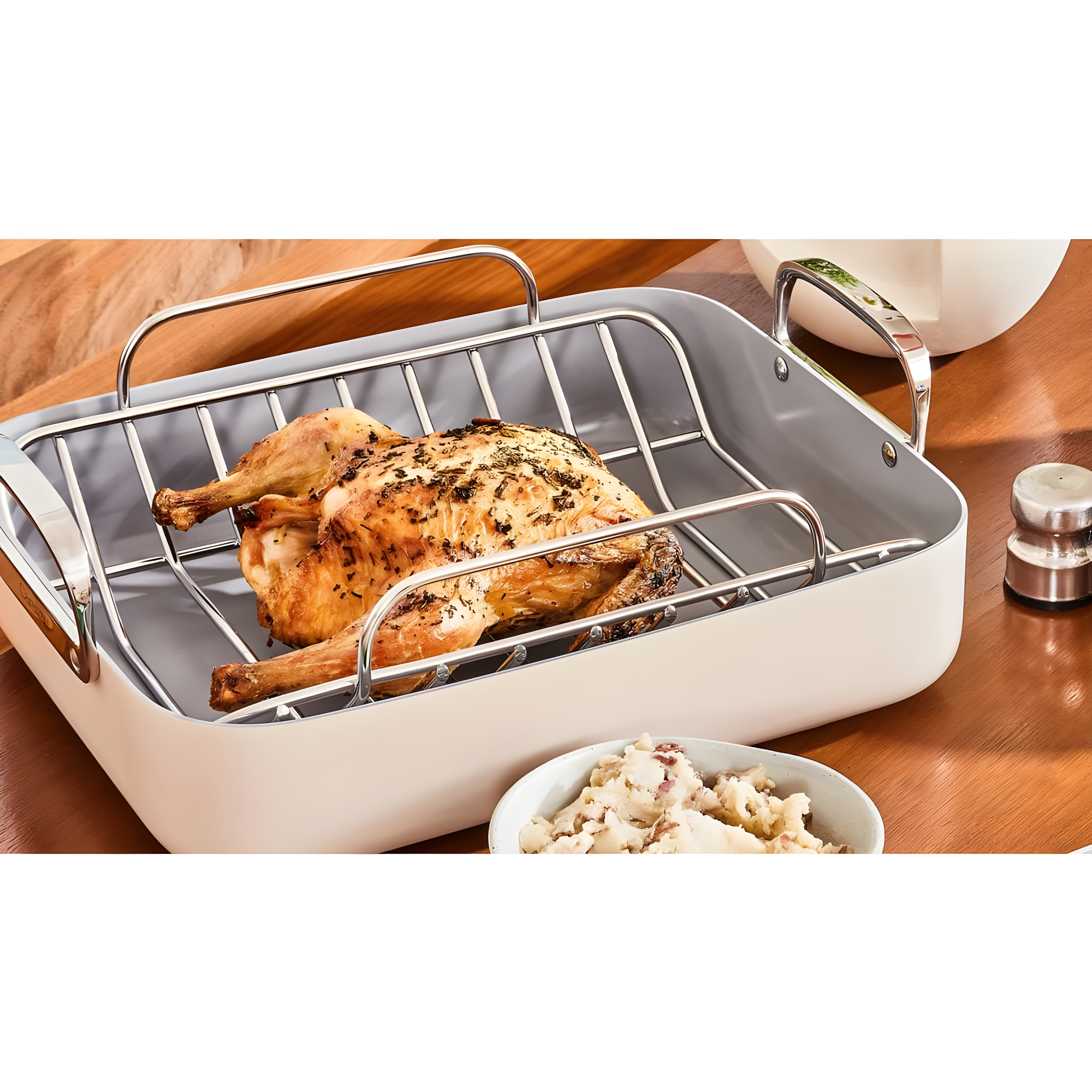 Caraway ® Grey Ceramic Non-Stick Roasting Pan with Rack
