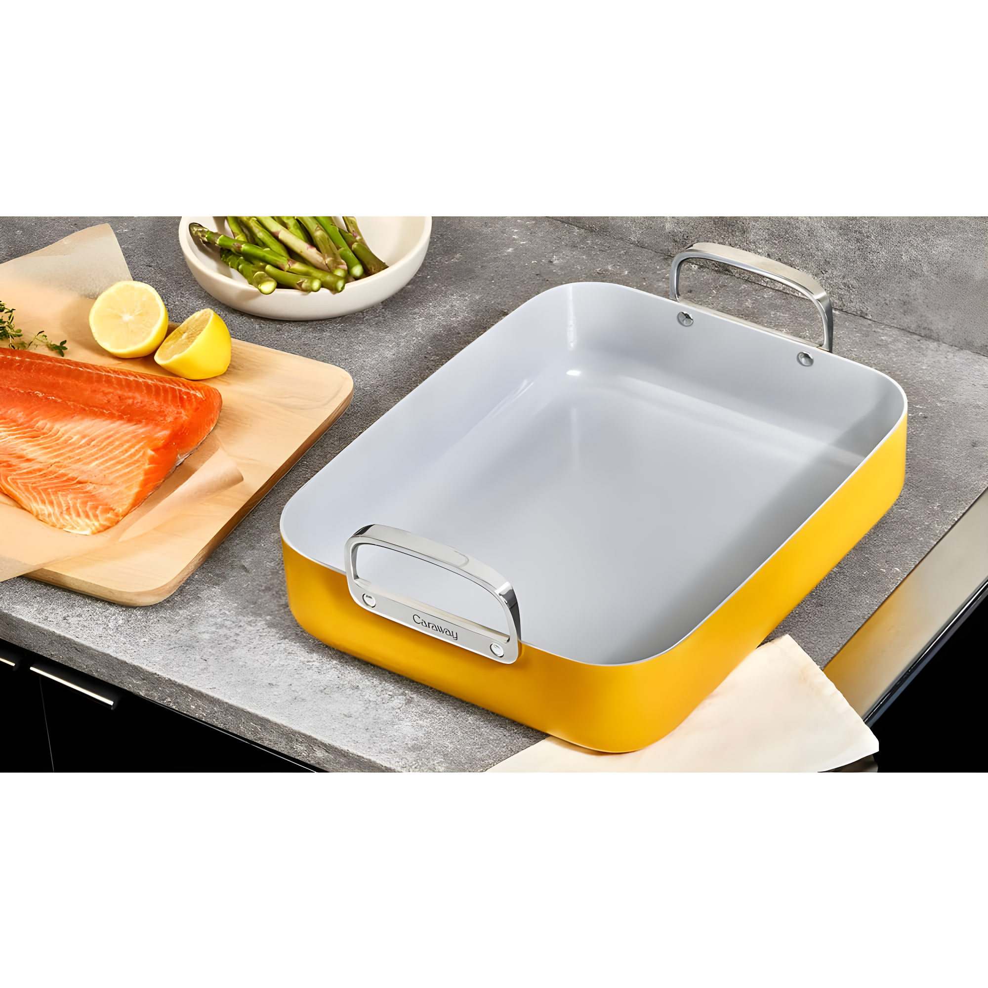 Caraway ® Grey Ceramic Non-Stick Roasting Pan with Rack