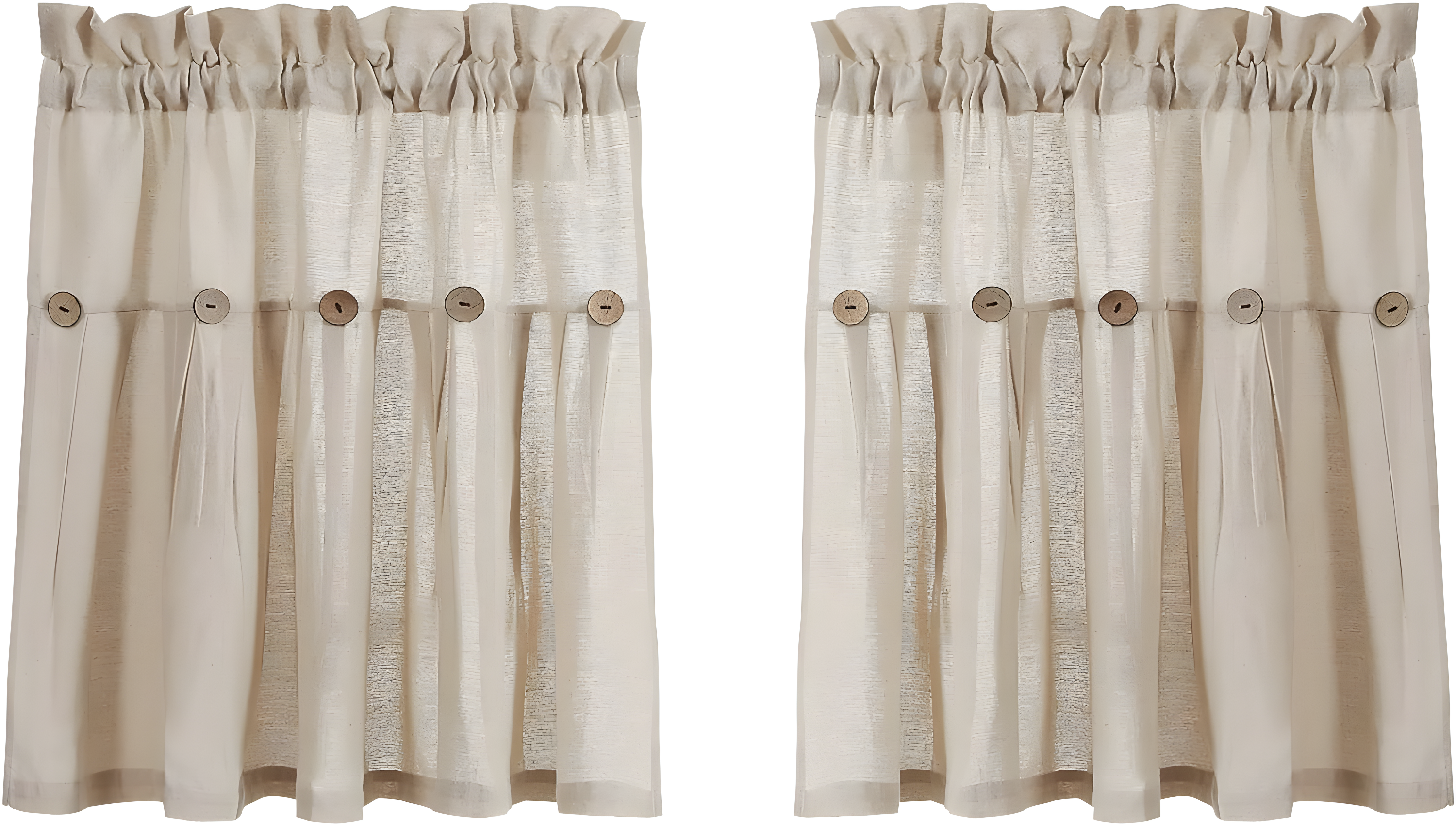 Lush Decor Linen Button Cotton Blend Tailored 29'' W Cafe Curtain (Set of 2)