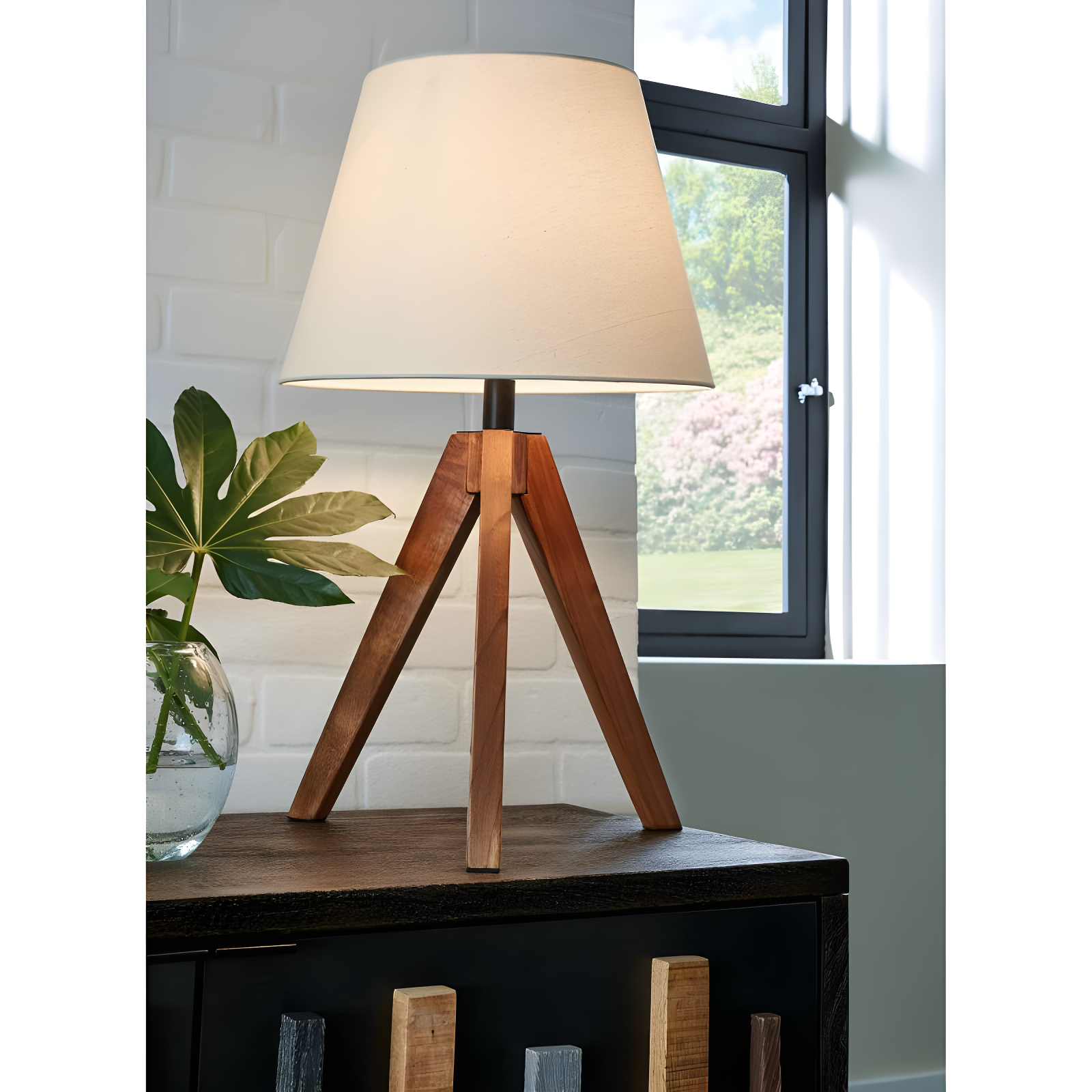 George Oliver Hacı Solid Wood Tripod Lamp (Set of 2)