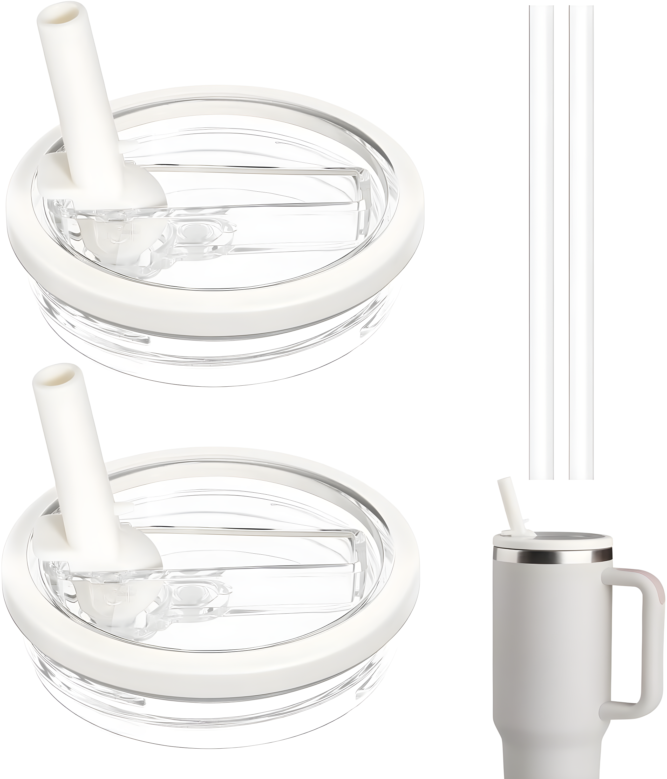 ANTAND 2 Pack 40 Oz Tumbler Flip Straw Lid Replacement Fit For Stanley Quencher, Leak Proof For Stanley Lid Replacement Spill Proof Reusable Tumbler Cover Compatible With 40oz Stanley Cup (Set of 2)