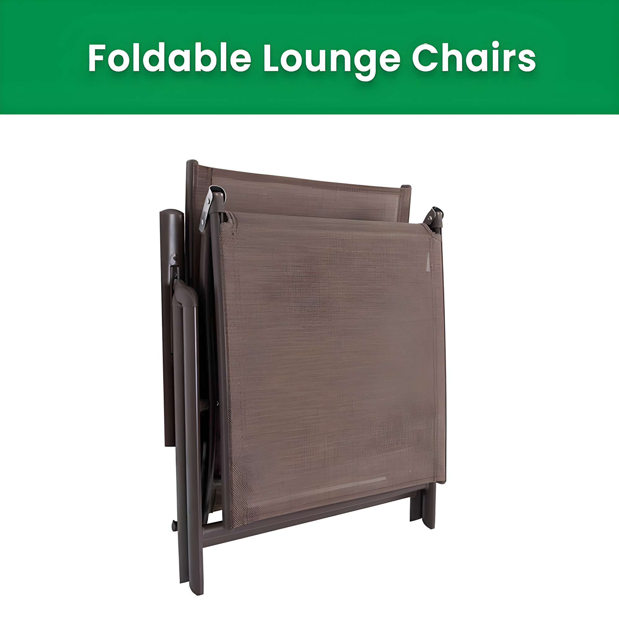 Crestlive Products  Outdoor Aluminum Folding Recliner Adjustable Chaise Lounge (Set of 2) - See Picture Brown Fabric, Brown Farme