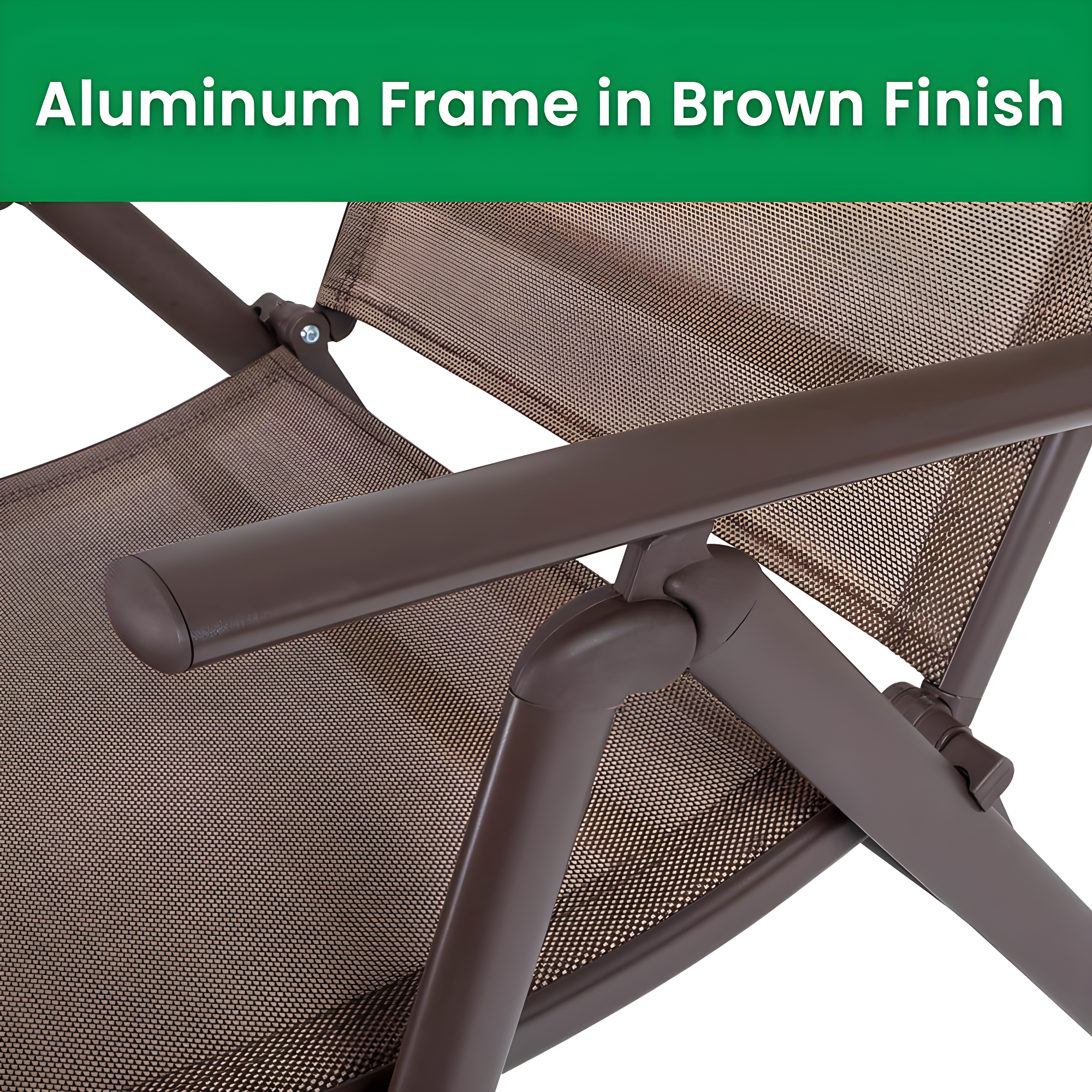 Crestlive Products  Outdoor Aluminum Folding Recliner Adjustable Chaise Lounge (Set of 2) - See Picture Brown Fabric, Brown Farme