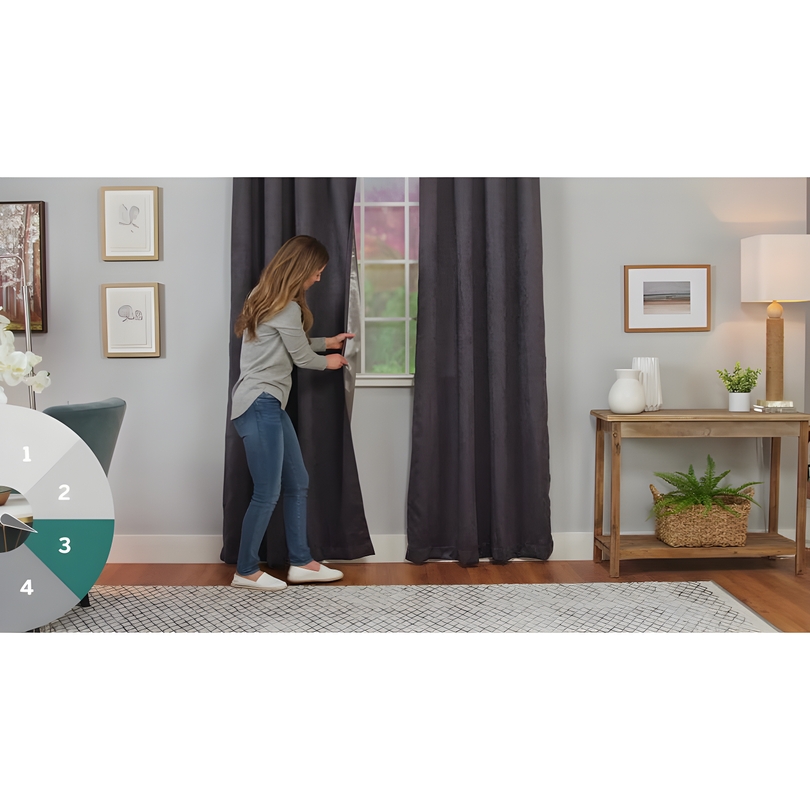 Nicole Miller Nicole Miller Turion Floral Room Darkening Blackout Grommet Top Curtain Panel Pair (Set of 2)