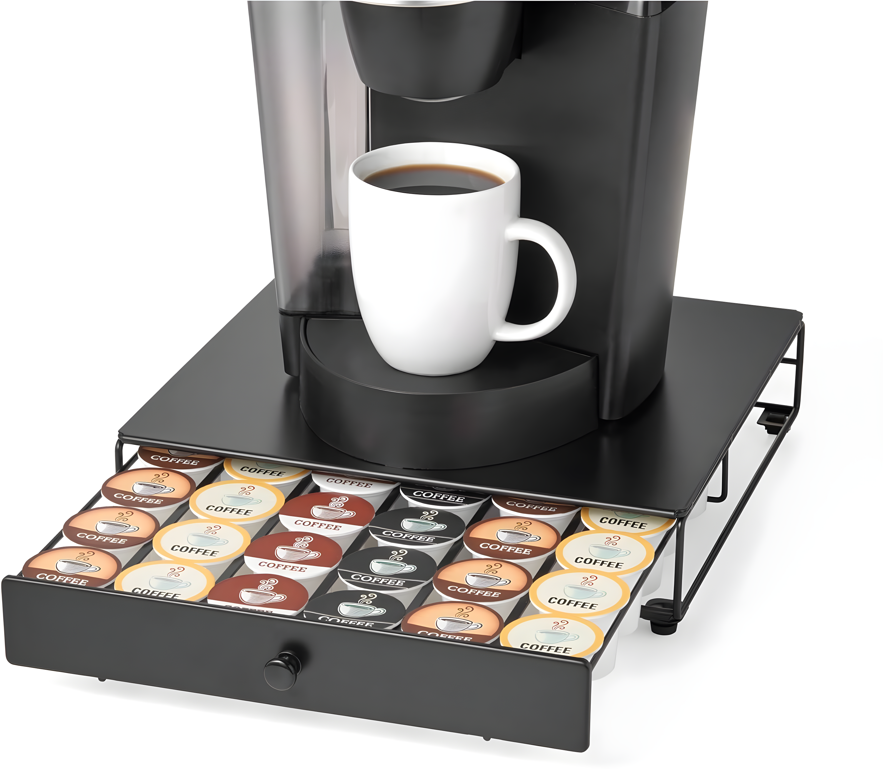 Nifty Solutions Rolling Coffee Pod Drawer – Compatible with K-Cups, 36 Pod Capacity, Black