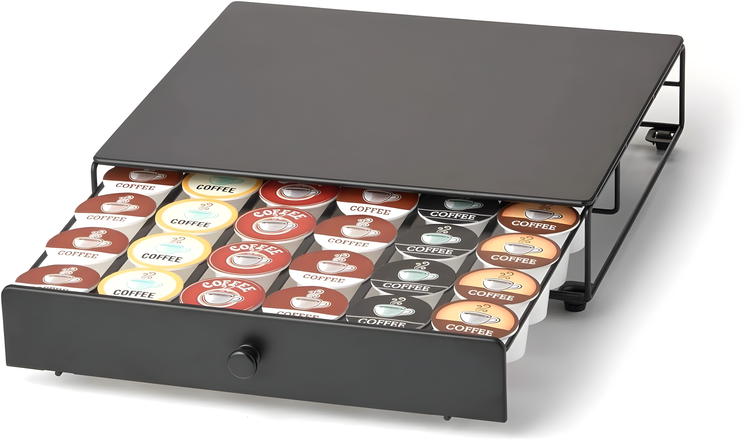 Nifty Solutions Rolling Coffee Pod Drawer – Compatible with K-Cups, 36 Pod Capacity, Black
