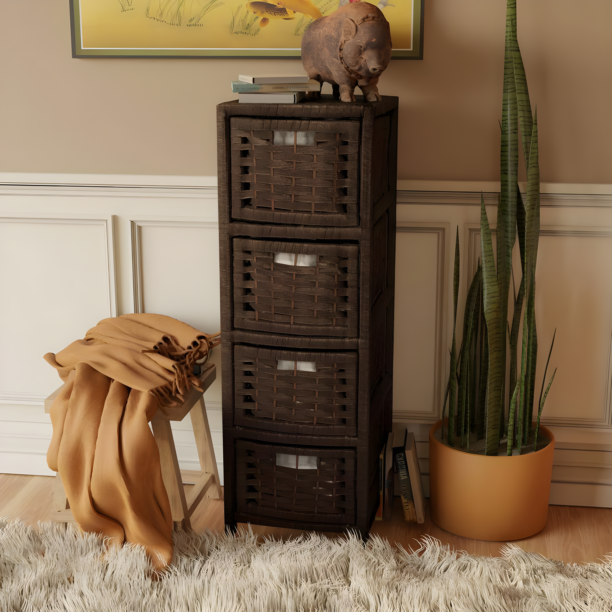 World Menagerie Slate 4 Drawer Storage Drawer