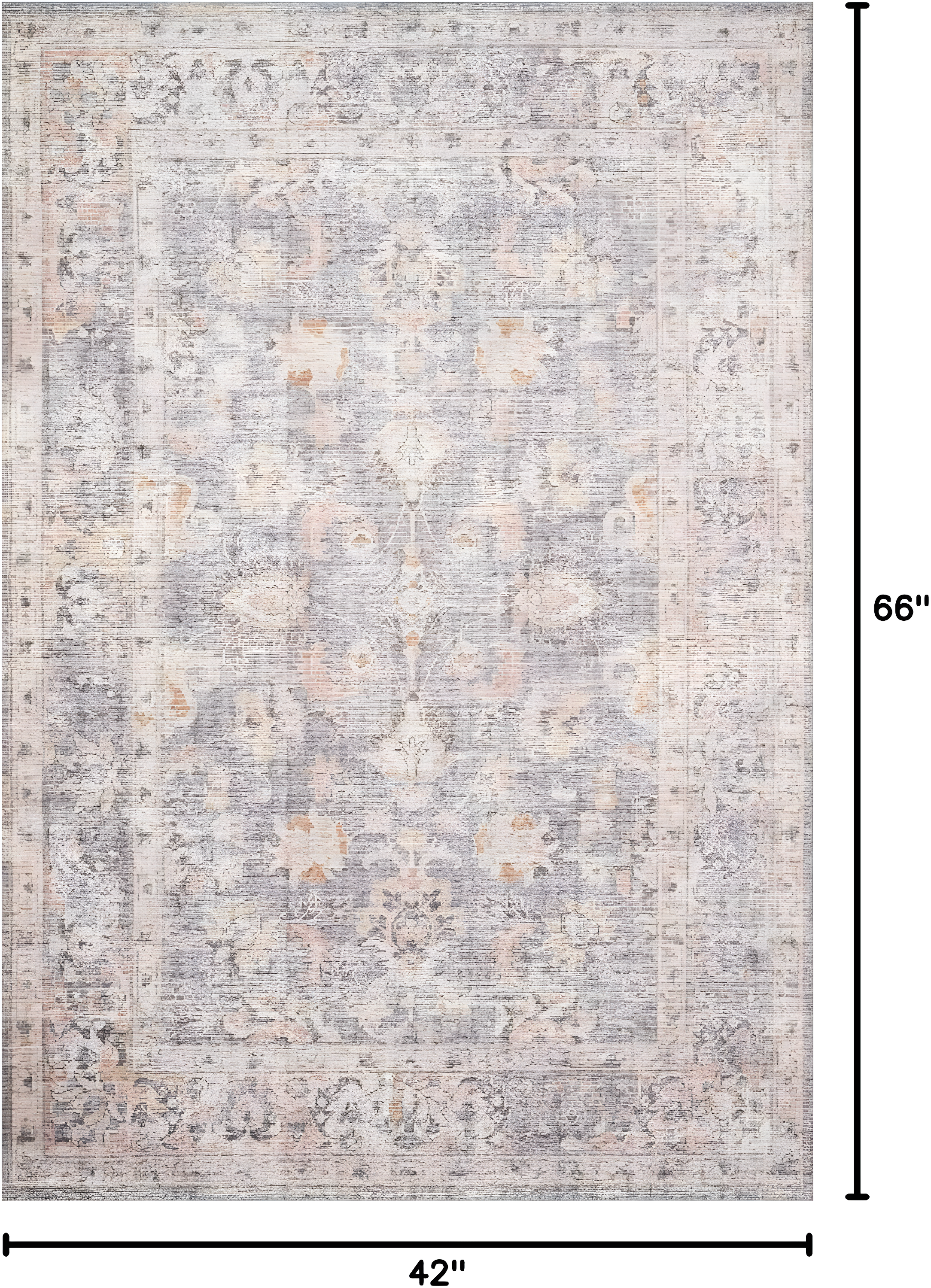 Roze Rug - Grey and Apricot / 3'6" x 5'6"