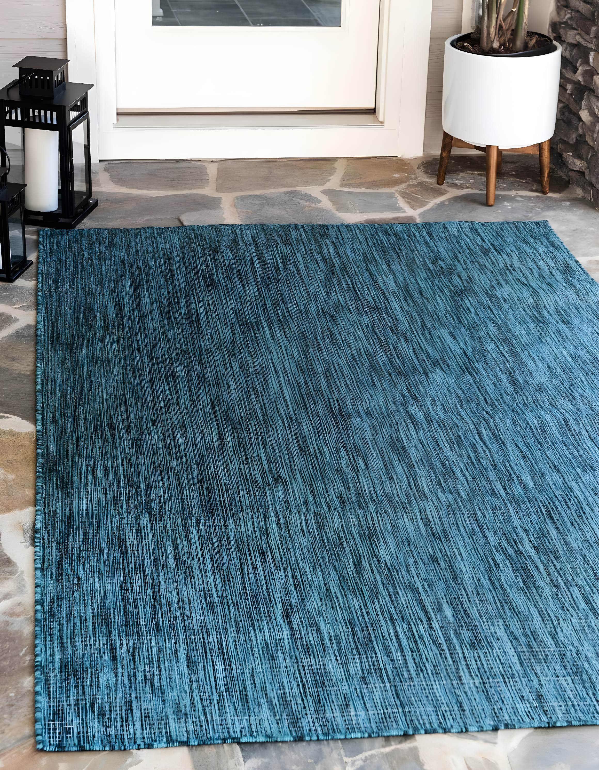 Unique Loom 8' 0 x 11' 4 Rectangle Indoor/Outdoor Solid Teal Area Rug