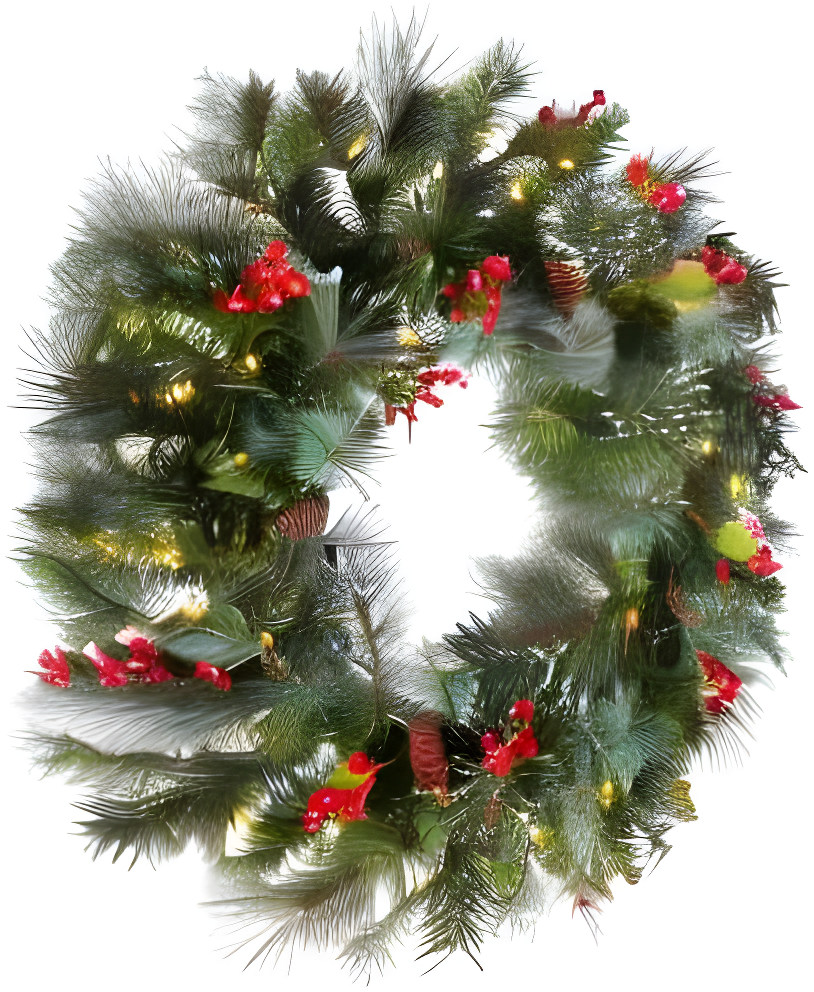 24" Prelit Wintry Pine Christmas Wreath with Cones and Berries White Lights - National Tree Company