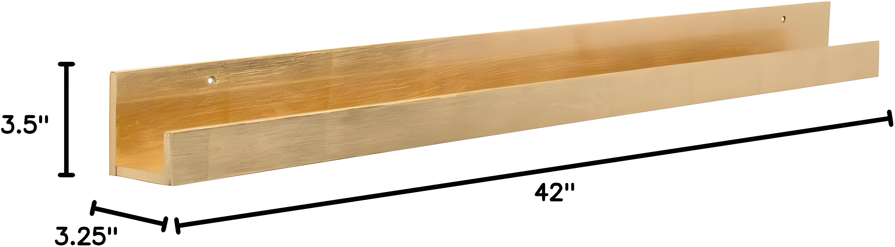 Kate & Laurel All Things Decorative Wall Shelf Gold Decor: Modern Floating Ledge for Photos & Art Display, 42" Long