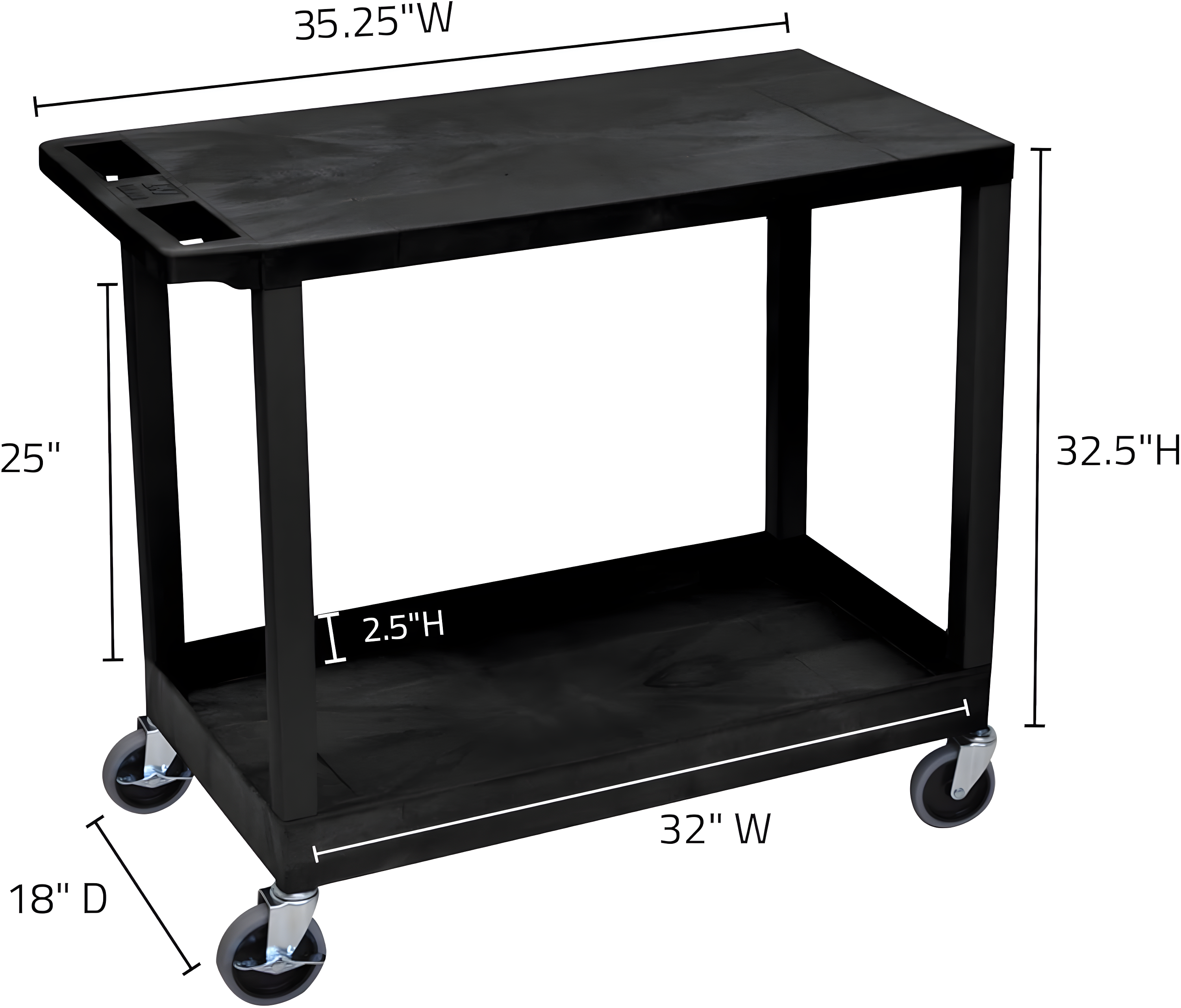 E Series Utility Cart with 1 Tub and 1 Flat Shelves