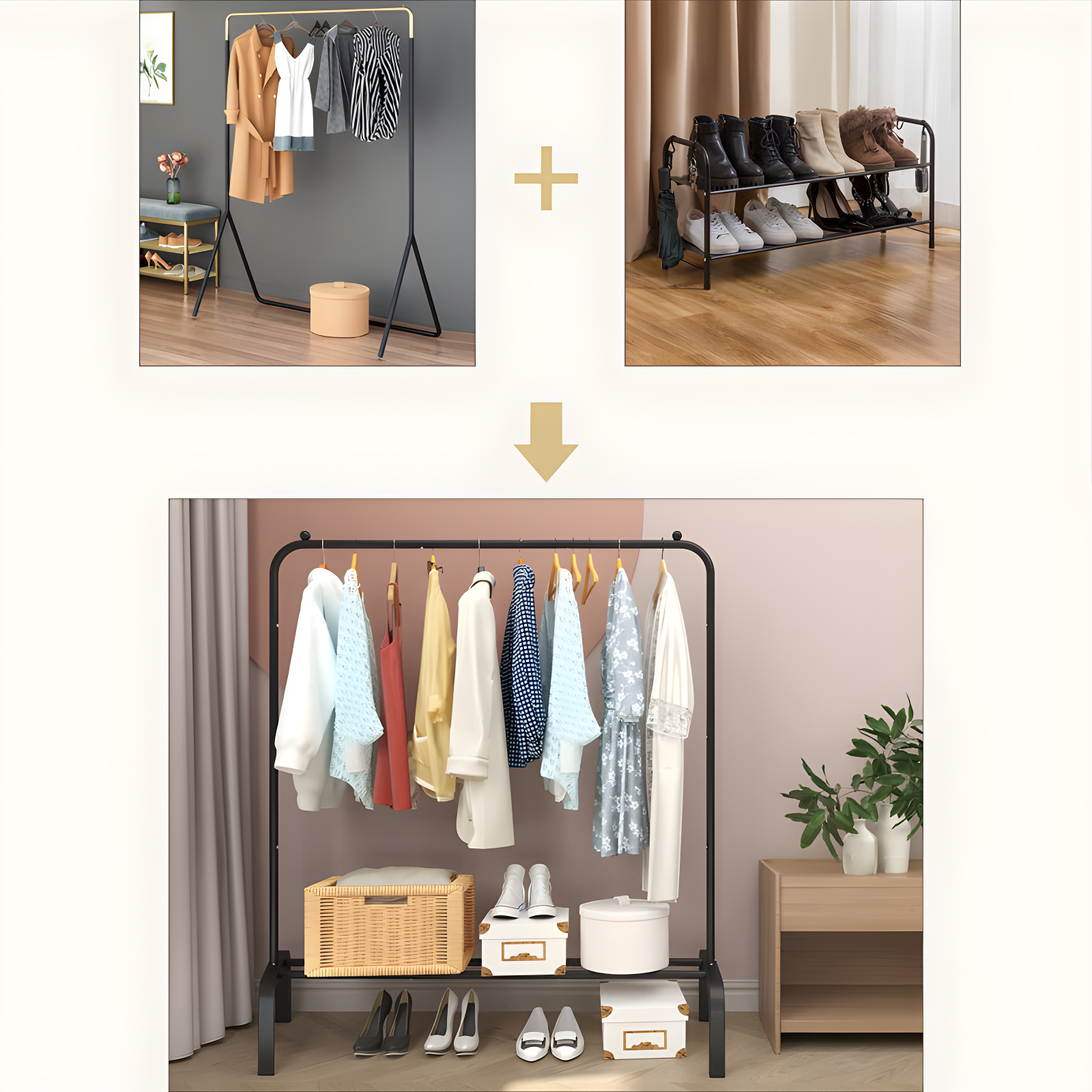 Ninell 43.31'' Iron Clothing Rack