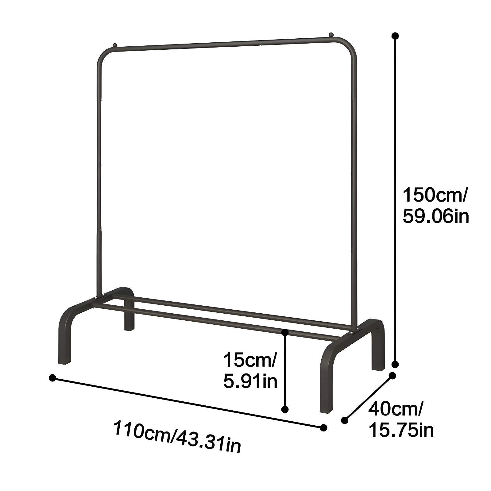 Ninell 43.31'' Iron Clothing Rack