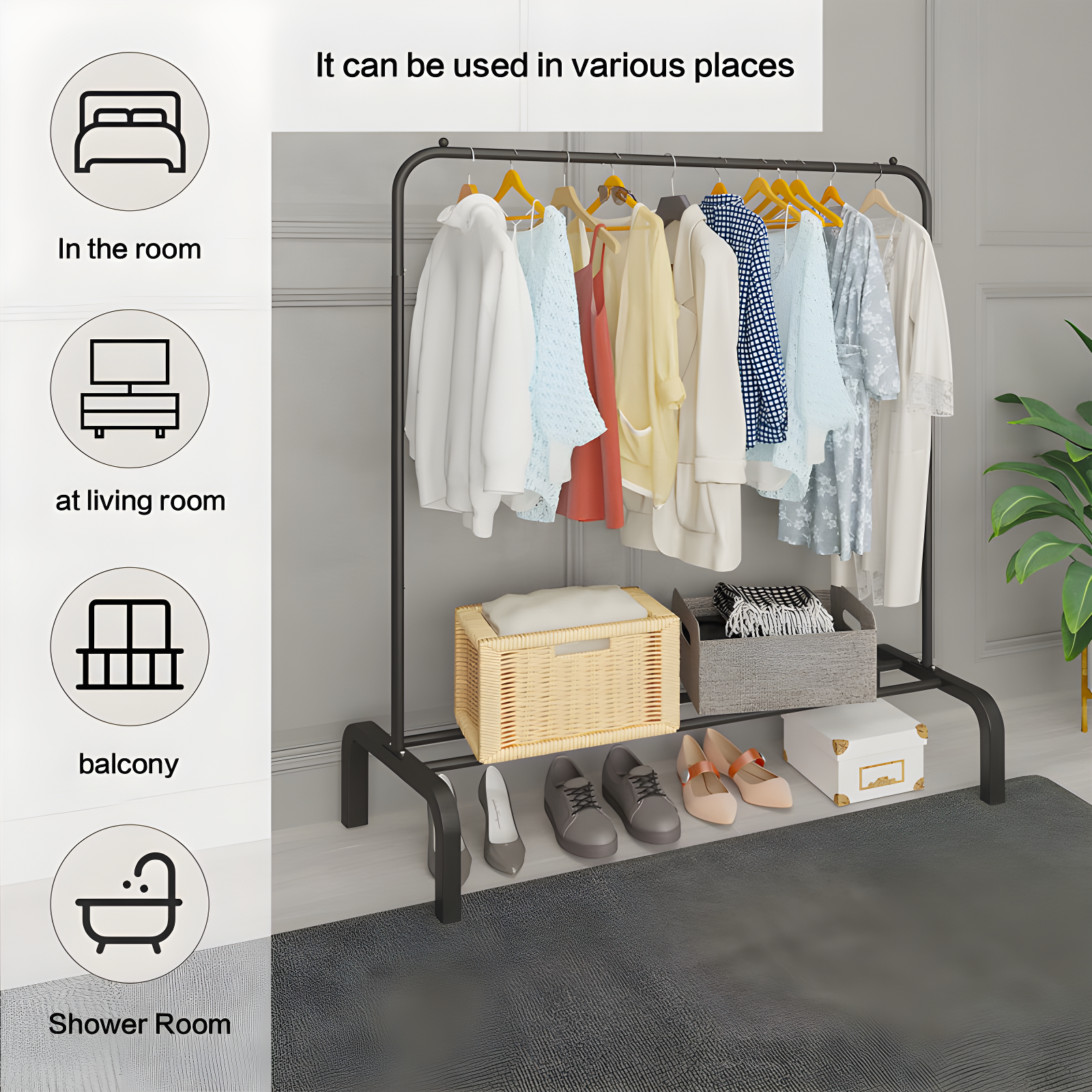 Ninell 43.31'' Iron Clothing Rack