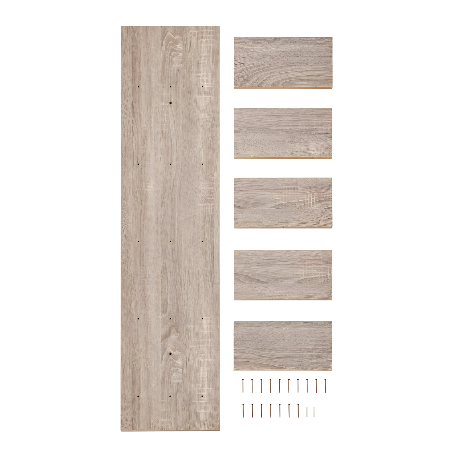Danya B. 47" x 11.7" Wide Vertical Column Wall Shelf Weathered Oak: Mid-Century Laminated MDF, Iron Hardware