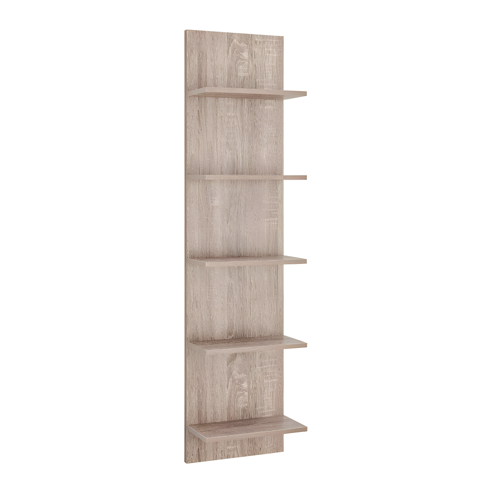 Danya B. 47" x 11.7" Wide Vertical Column Wall Shelf Weathered Oak: Mid-Century Laminated MDF, Iron Hardware