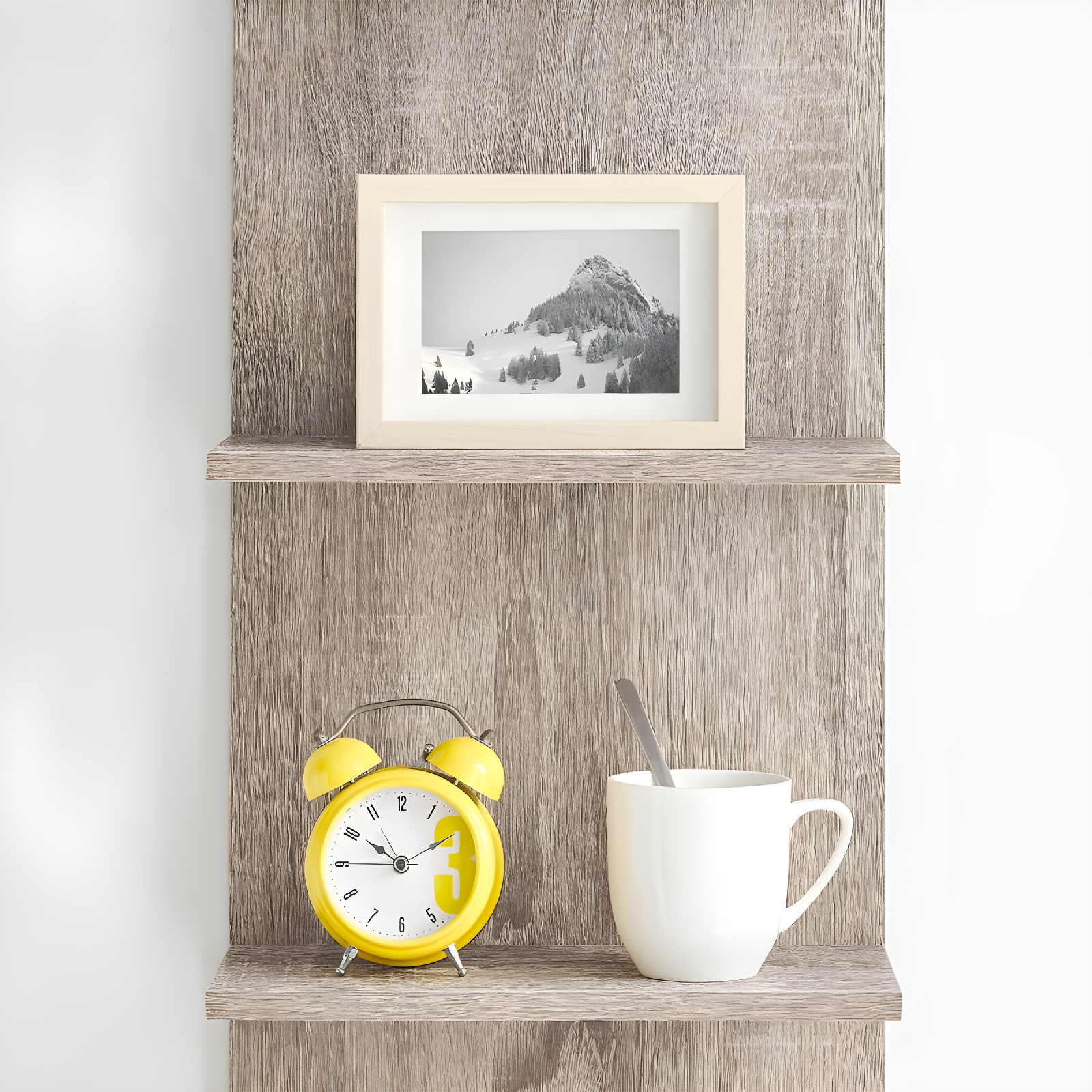 Danya B. 47" x 11.7" Wide Vertical Column Wall Shelf Weathered Oak: Mid-Century Laminated MDF, Iron Hardware