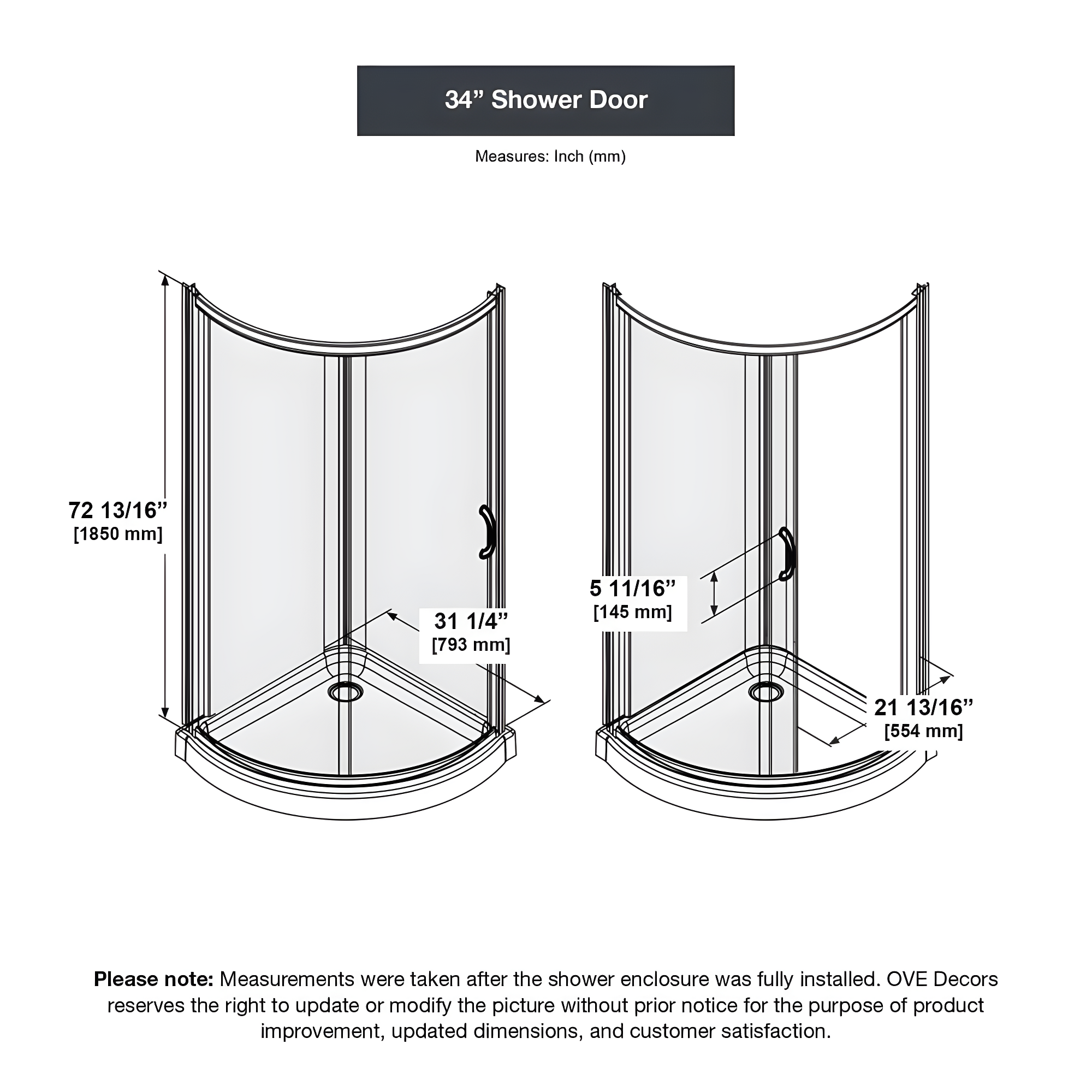 OVE Decors Breeze 35 in. Round Shower Kit w/ Clear, Base