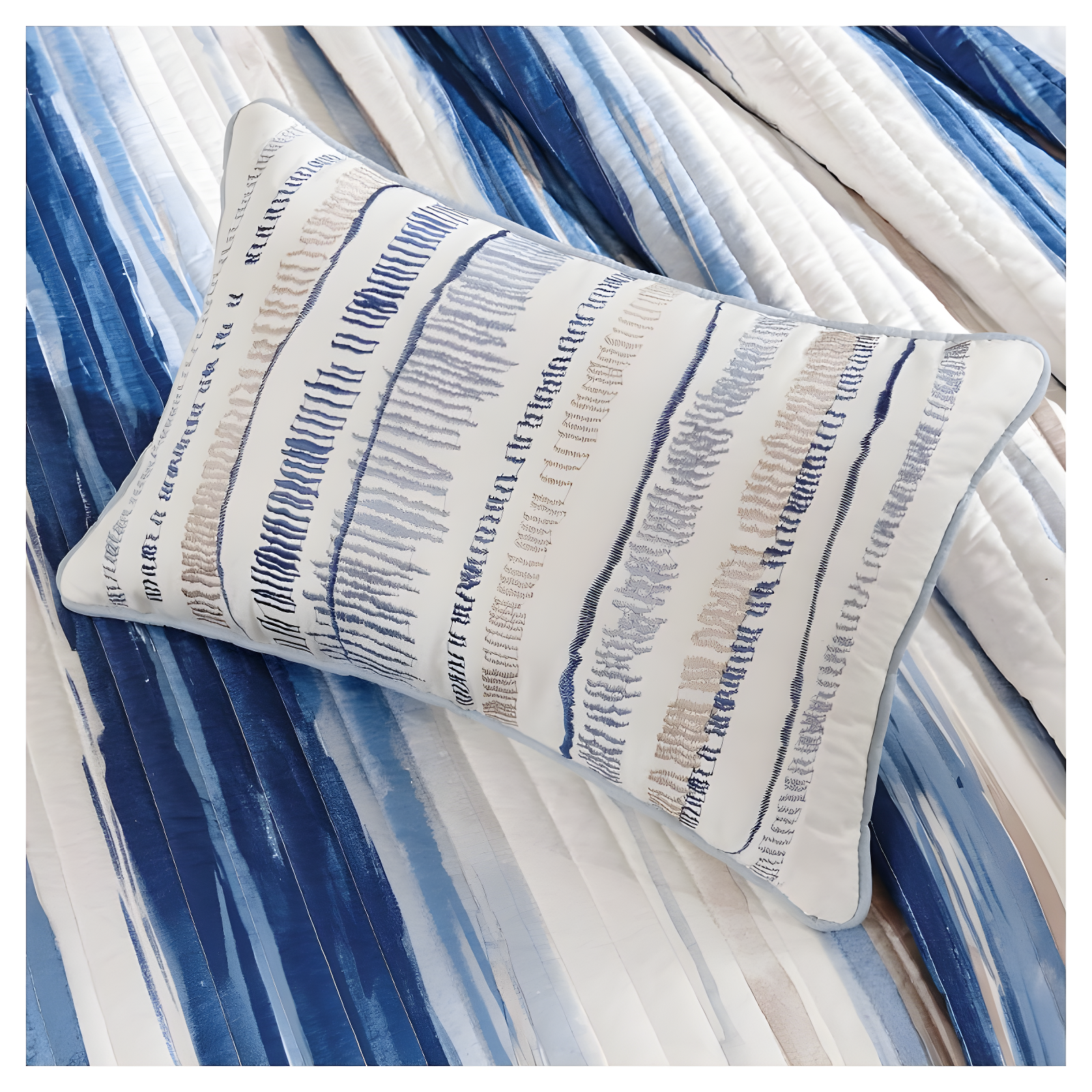 Madison Park Marina 6 Piece Printed Quilt Set with Throw Pillows