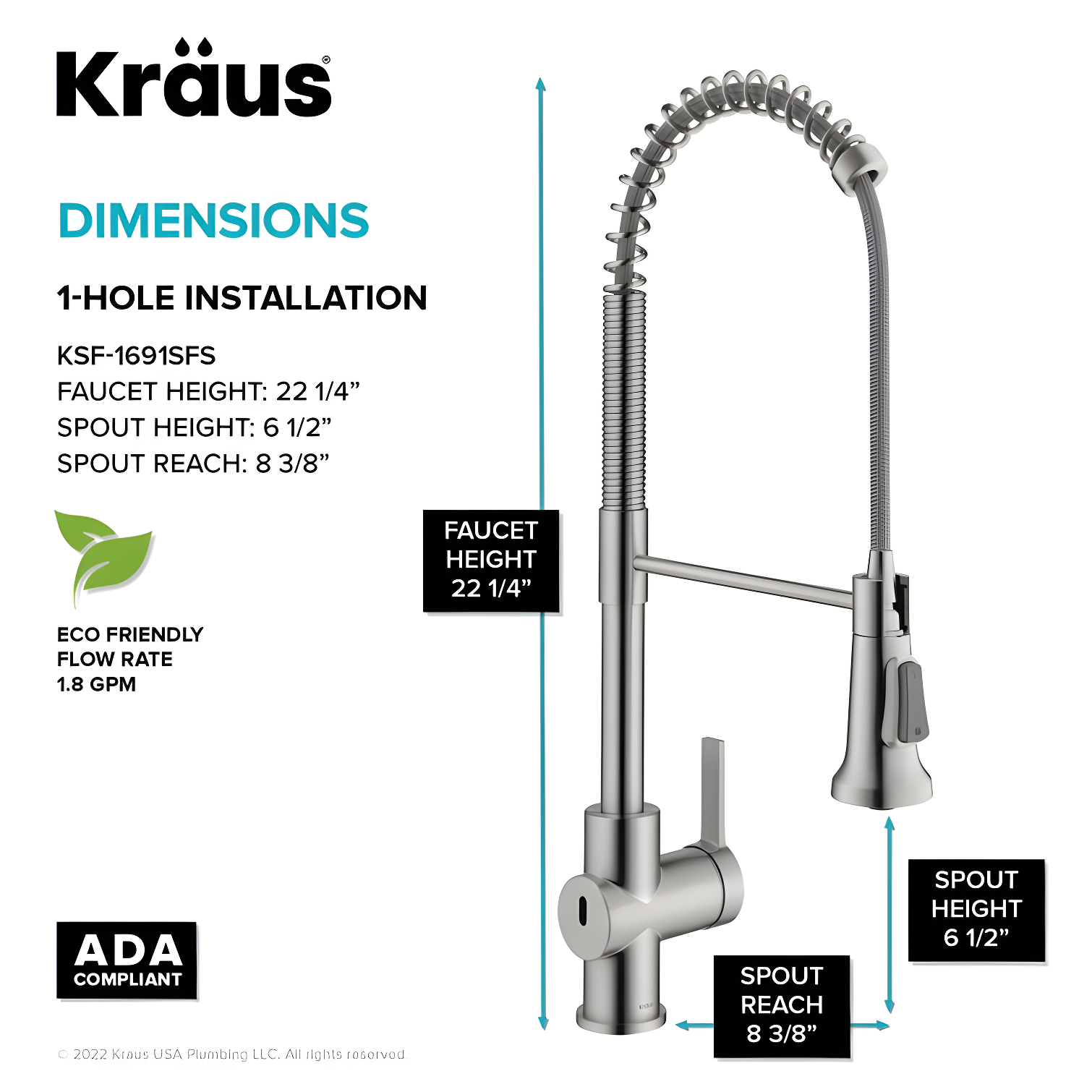 KRAUS Britt Touchless Sensor Commercial Single Handle Pull Down Kitchen Faucet