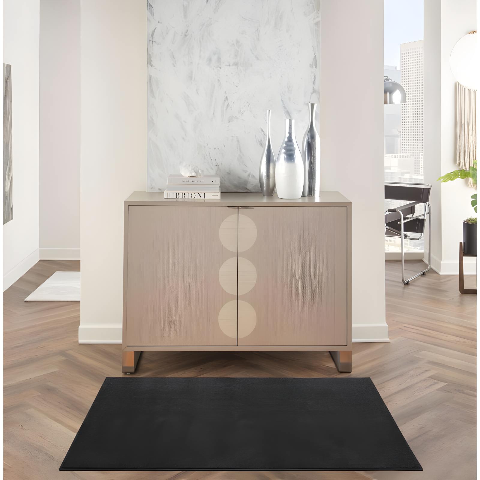 Latitude Run® Yolonda Modern Black Area Rug