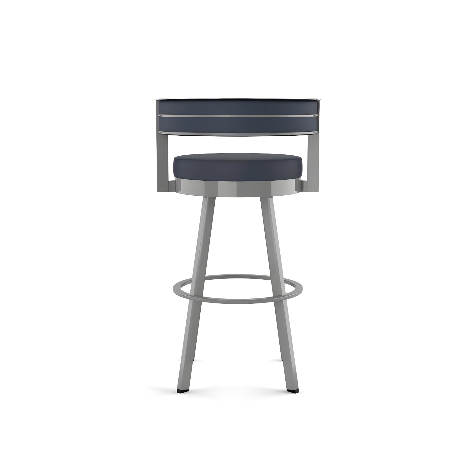 26.13" Amisco Browser Swivel Counter Height Barstool: Upholstered, Metal Frame, Footrest - Navy/Glossy Gray
