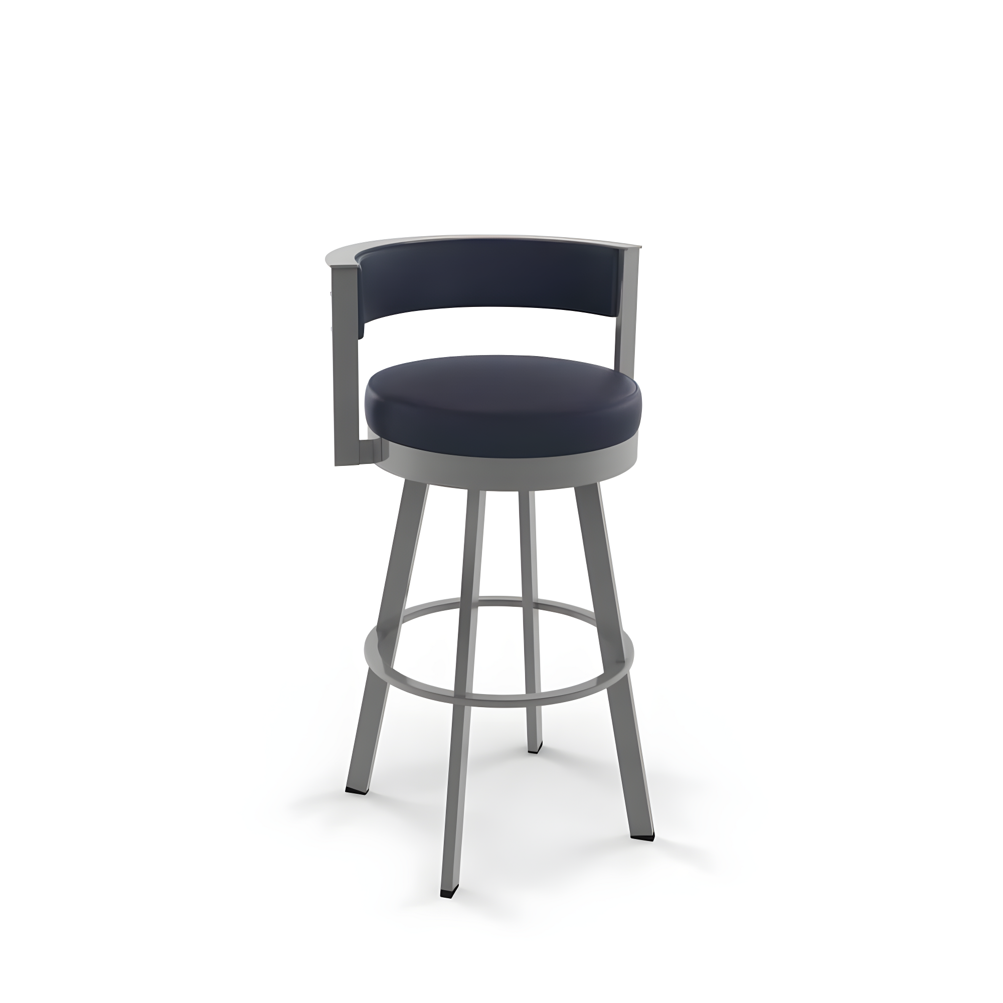 26.13" Amisco Browser Swivel Counter Height Barstool: Upholstered, Metal Frame, Footrest - Navy/Glossy Gray