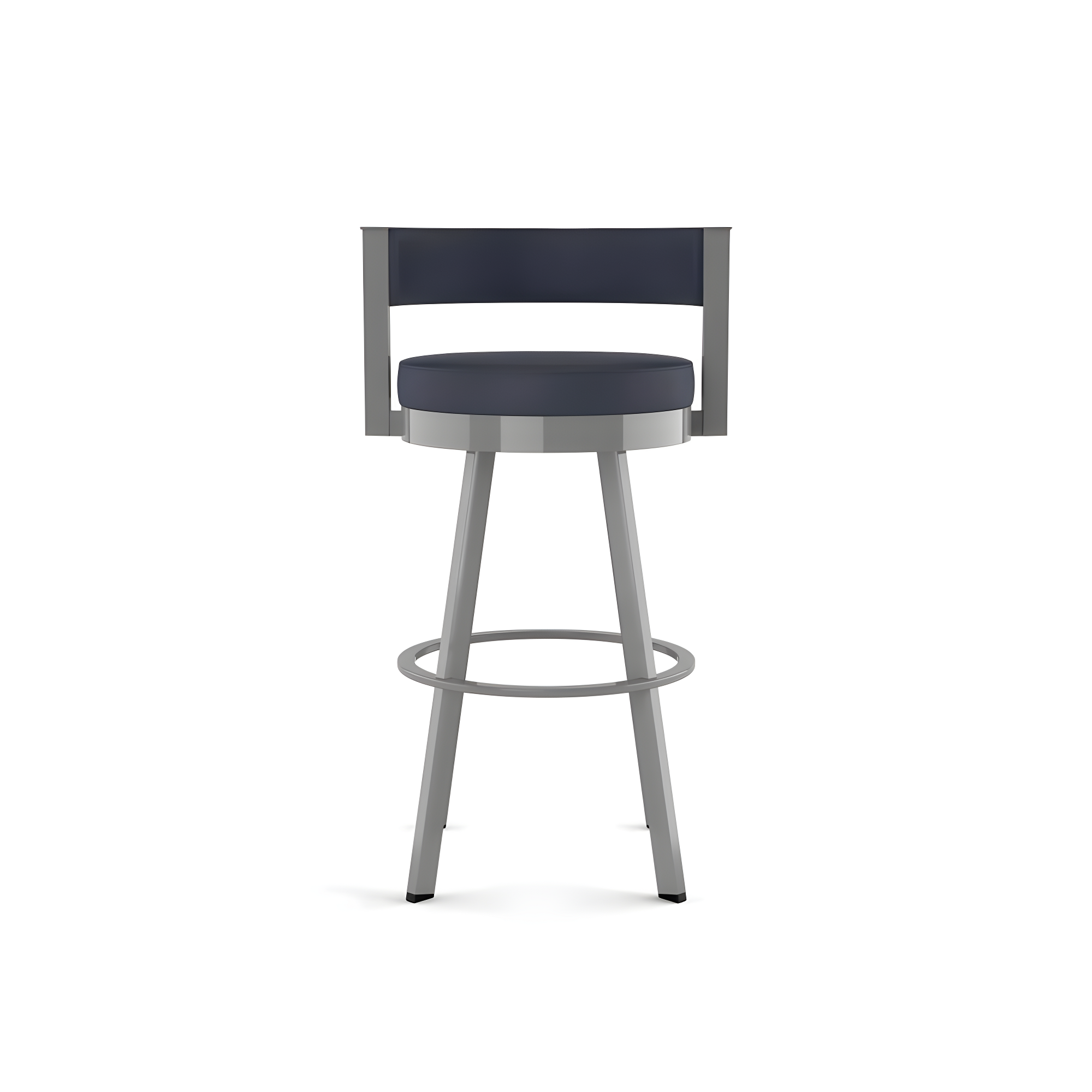 26.13" Amisco Browser Swivel Counter Height Barstool: Upholstered, Metal Frame, Footrest - Navy/Glossy Gray