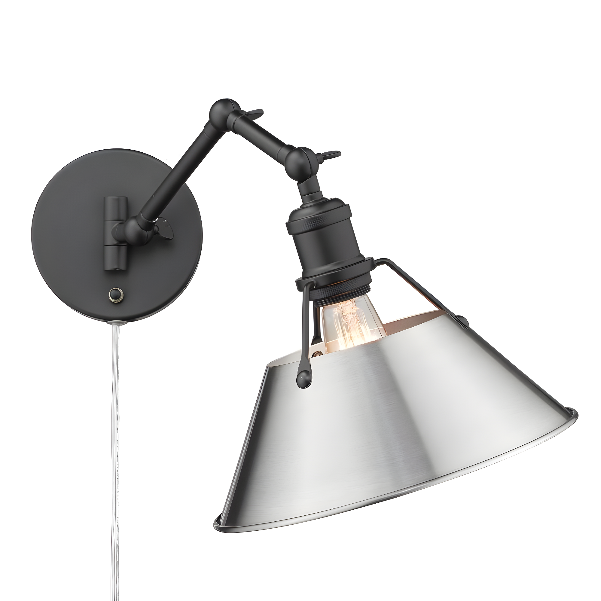 Contemporary Orwell Black Pewter Dimmable Sconce, Plug-In 10"W