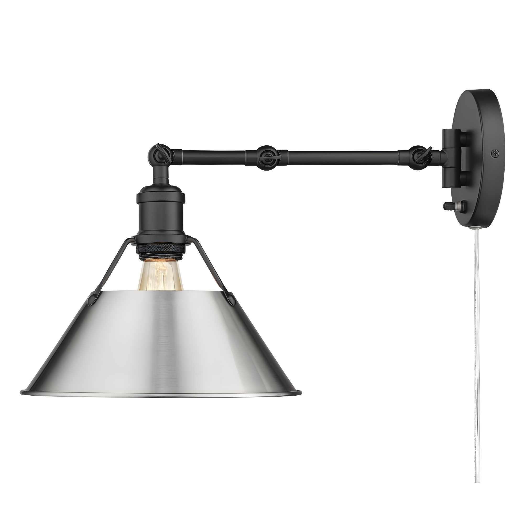Contemporary Orwell Black Pewter Dimmable Sconce, Plug-In 10"W
