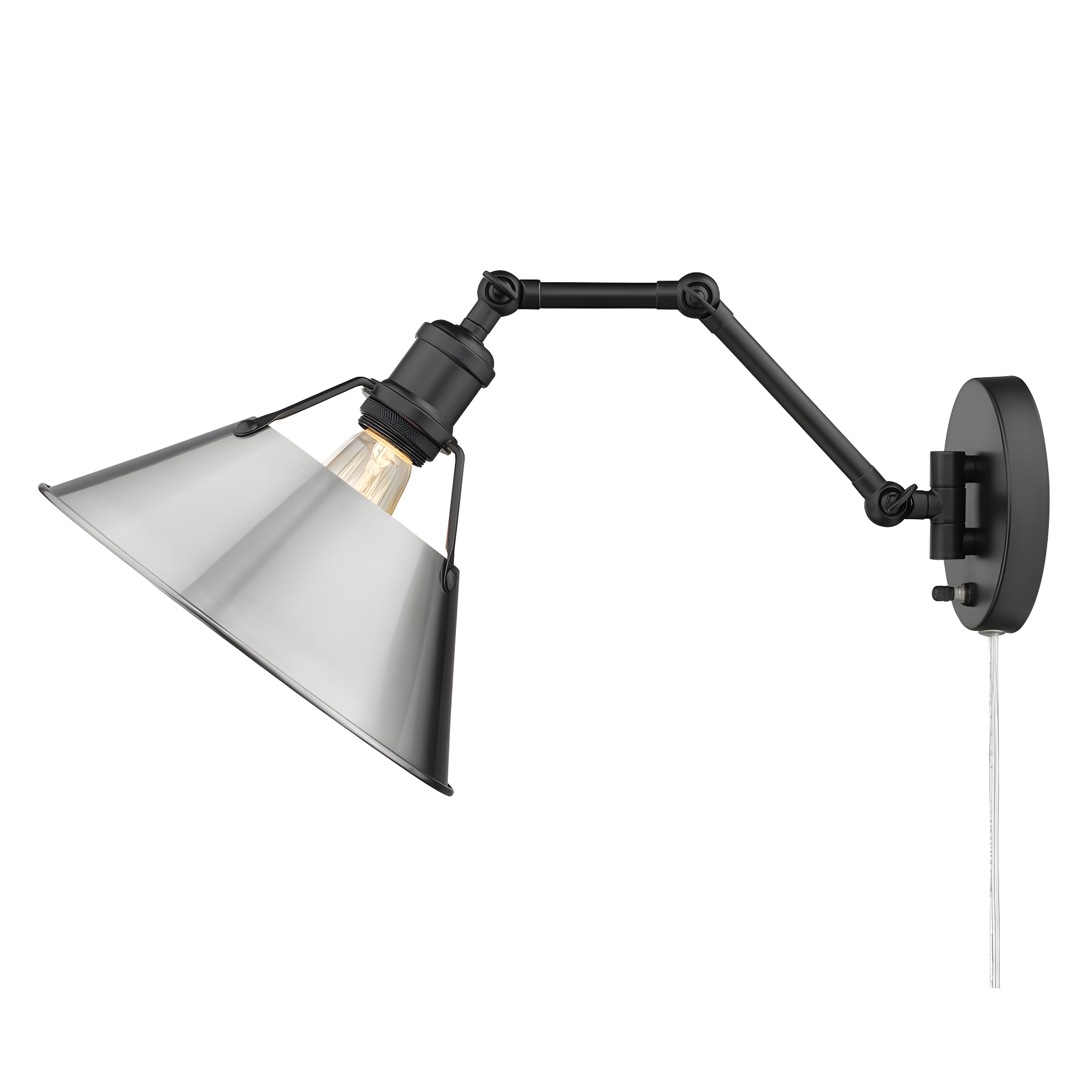 Contemporary Orwell Black Pewter Dimmable Sconce, Plug-In 10"W