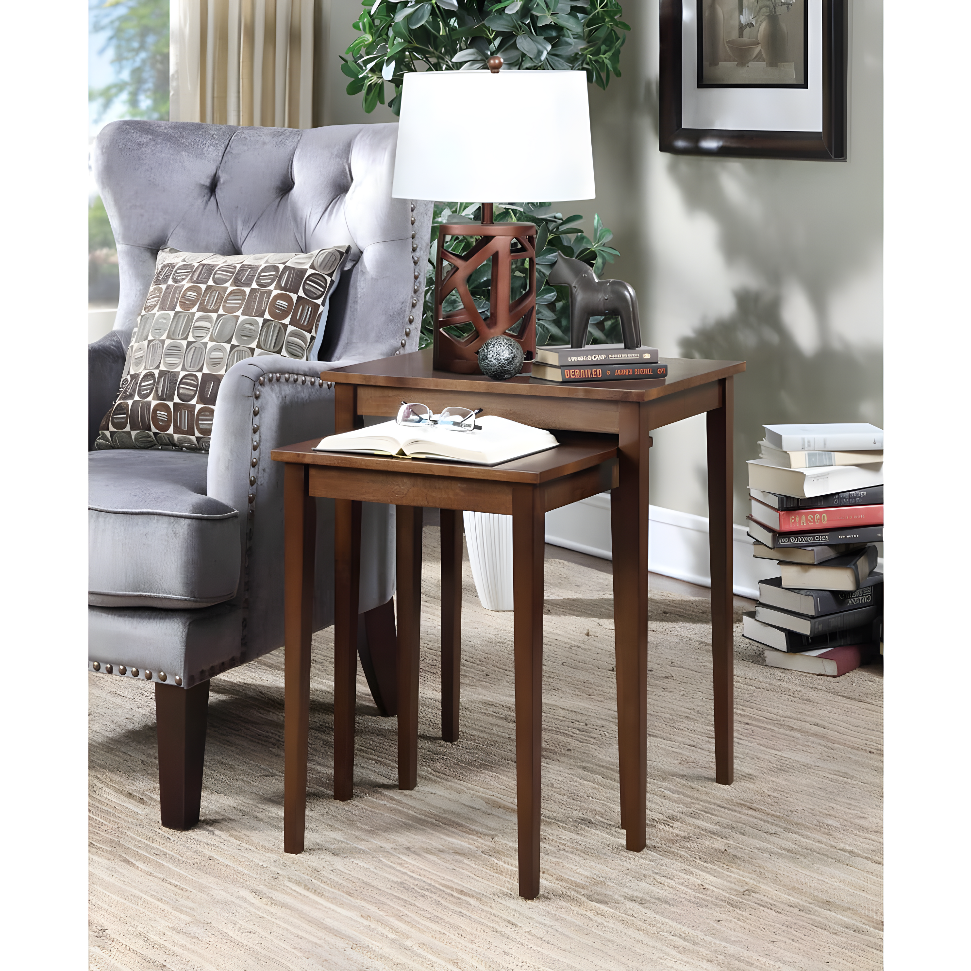Convenience Concepts American Heritage Nesting End Tables, Mahogany